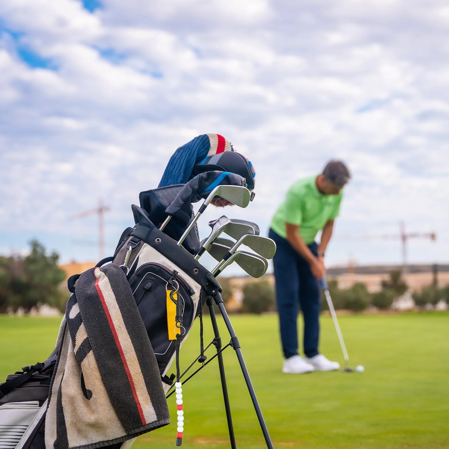 PATIKIL Licznik punktów do golfa, licznik uderzeń golfowych, akcesoria golfowe biały/niebieski