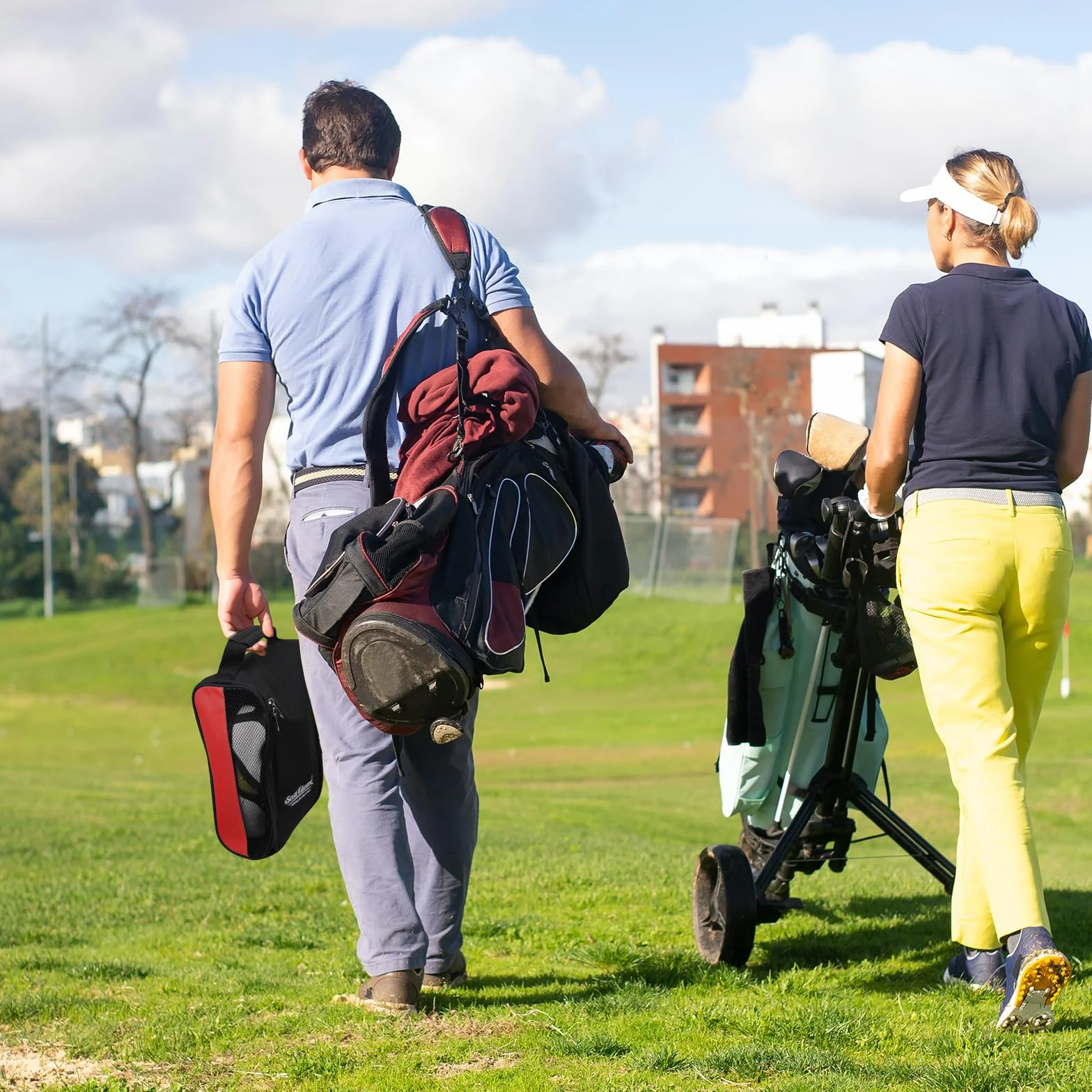 Scott Edward Przenośna torba na buty golfowe, torba outdoorowa, zamek błyskawiczny, wodoszczelna i oddychająca torebka dla mężczyzn i kobiet, czarny, Torba na buty golfowe