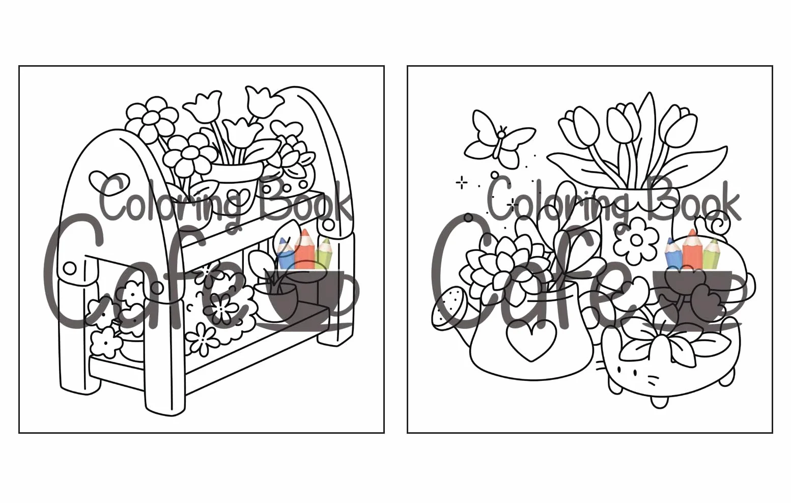 Tiny Gardens: Cute & Comfy Coloring Book for Adults and Teens Featuring Adorable Garden Scenes