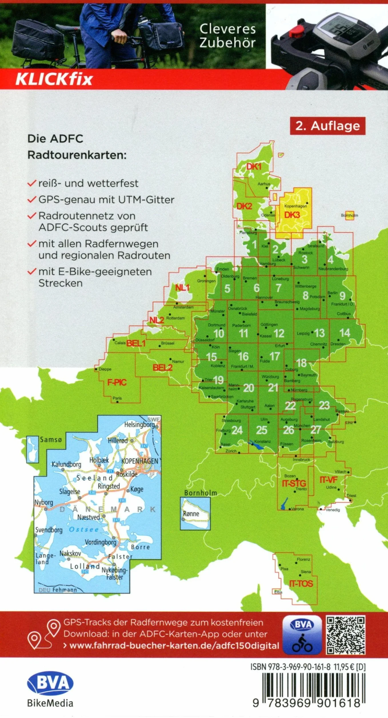 Karte Seeland cycling reiß- und wetterfest E-Bike GPS-Tracks Bett+Bike