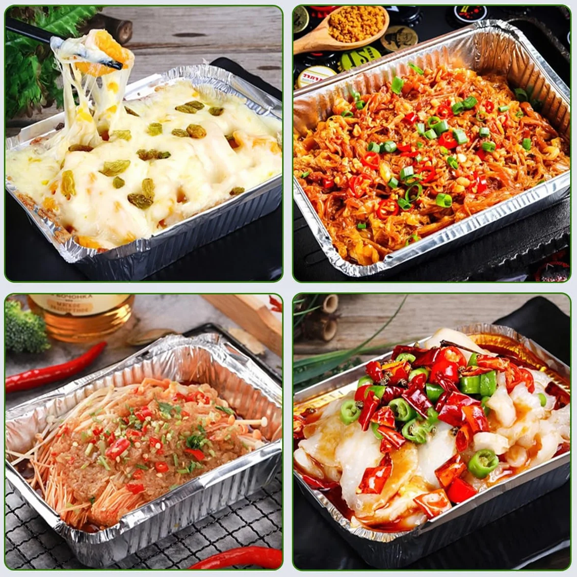 50 sztuk aluminiowych misek do grillowania, 22 x 15 x 5,5 cm, tacki ociekowe, jednorazowe, tacki do grilla, ciasta, owoców
