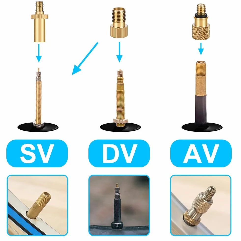 flintronic Adapter do wentyla rowerowego 21 szt., adapter do pompki rowerowej, adapter wentyla rowerowego DV/SV/AV, do sprężarki rowerowej, do pompki kulowej, do pompy powietrza