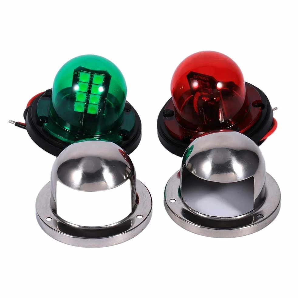 Lampa nawigacyjna do łodzi 12V ze stali nierdzewnej LED morska lampa nawigacyjna do łodzi jachtu czerwono-zielona dziobowa do pontonu jachtu kajaka