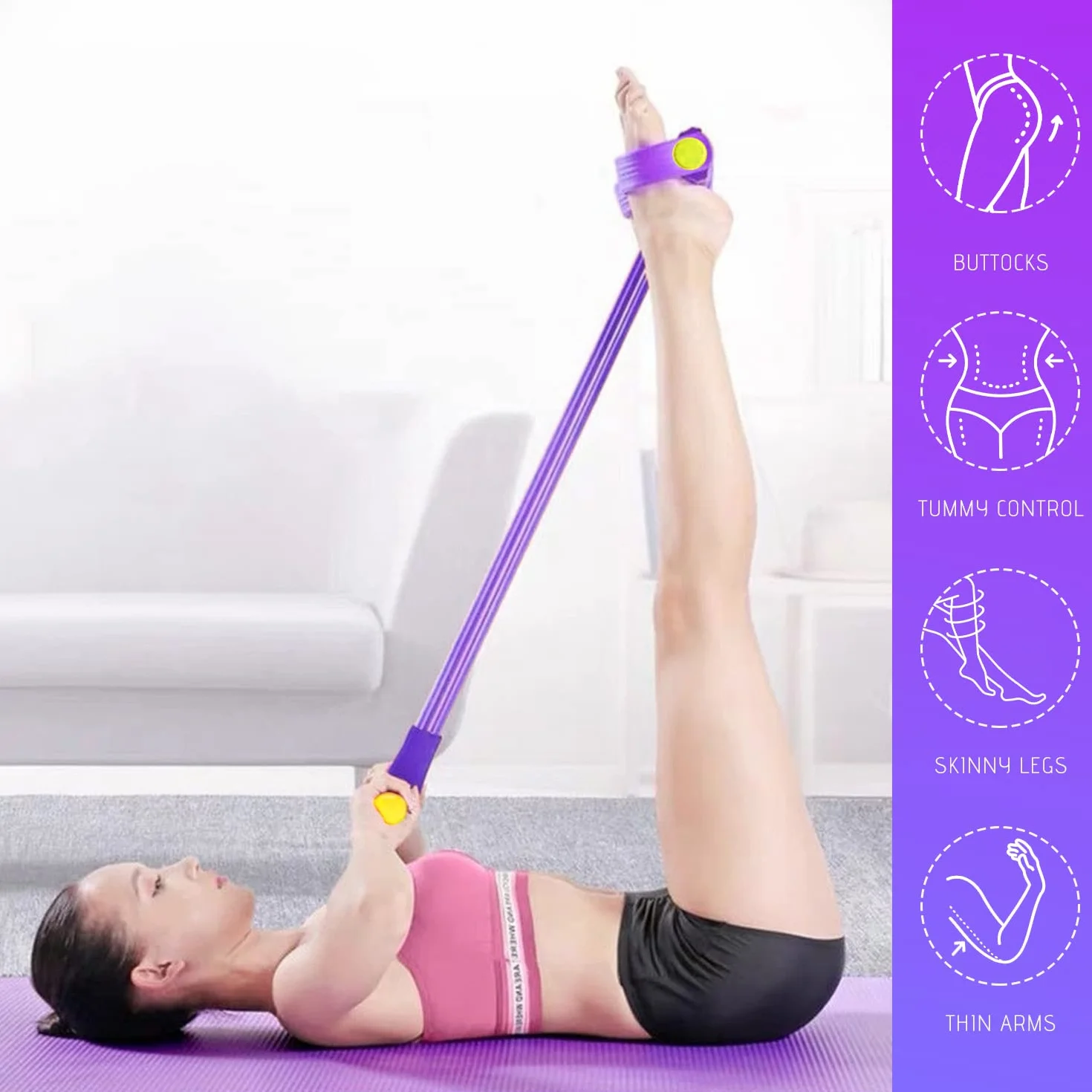 Taśma oporowa na pedały z linką do treningu nóg, brzucha i talii