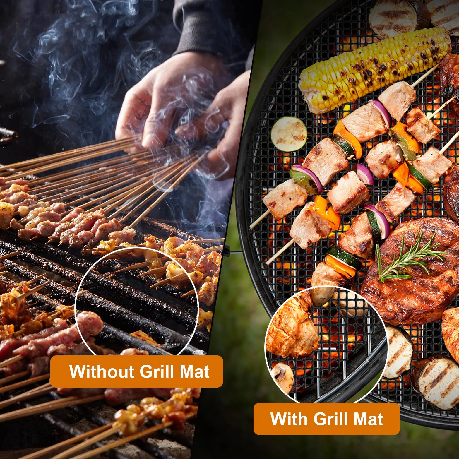Colexy Mata z siatki do grilla, 3 sztuki maty do grilla, wielokrotnego użytku, siatka do grillowania z powłoką nieprzywierającą, odporna na ciepło siatka do grillowania, mięsa, warzyw, 33 x 40 cm