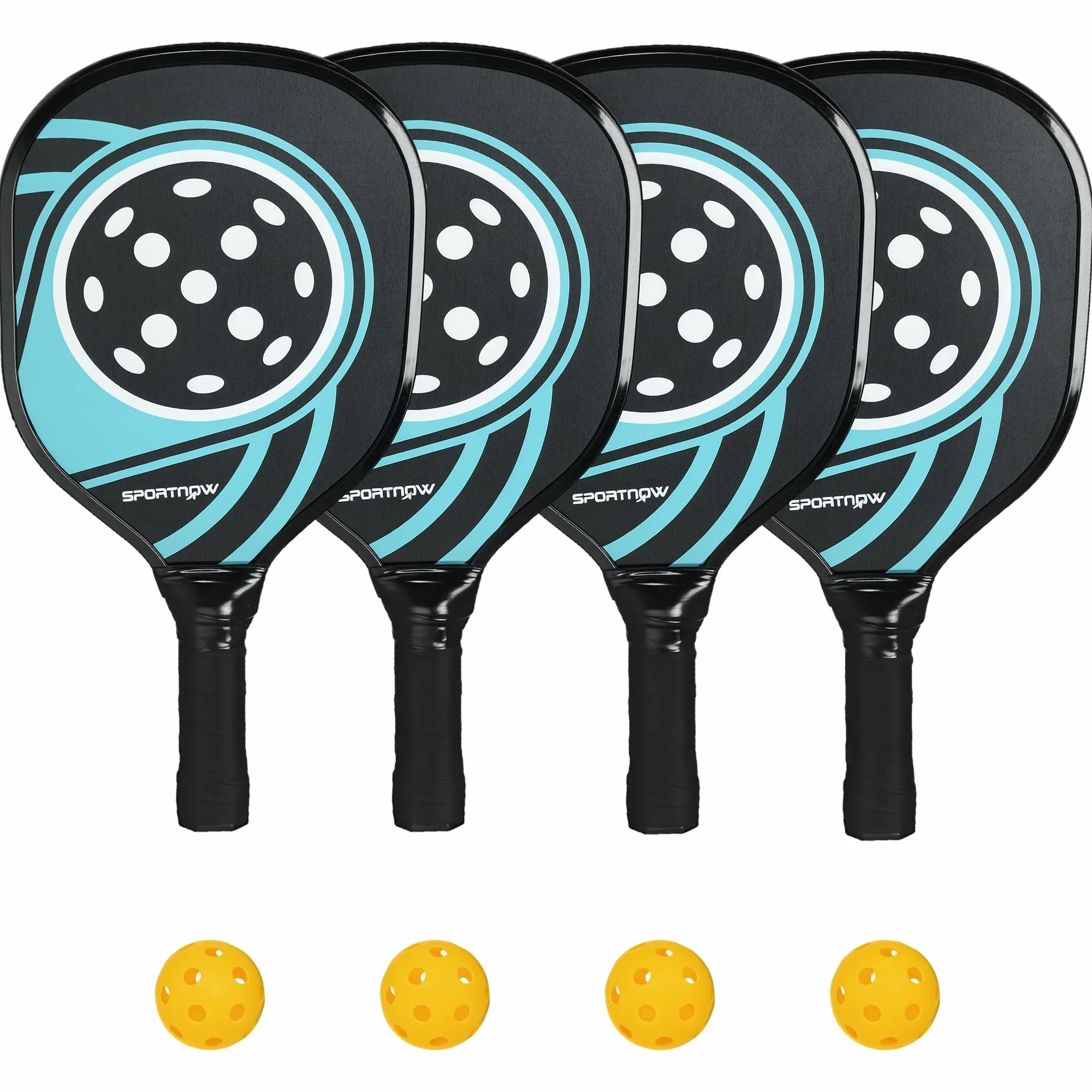 SPORTNOW Zestaw kijów do pikle, zestaw 4 kijów do pickleball, 4 piłki, torba do noszenia, zestaw do użytku wewnątrz i na zewnątrz, dla młodzieży i dorosłych