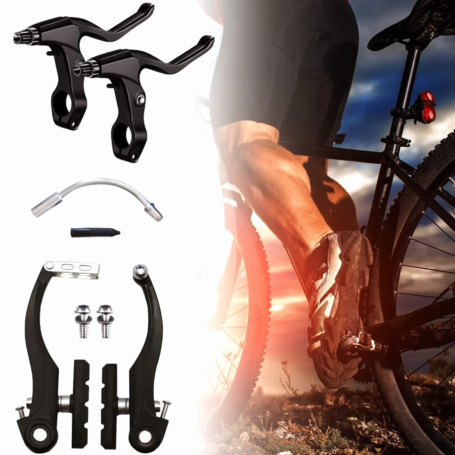 Asfrode Zestaw hamulców rowerowych V-Brake aluminiowe przednie i tylne do Shimano rowerów górskich