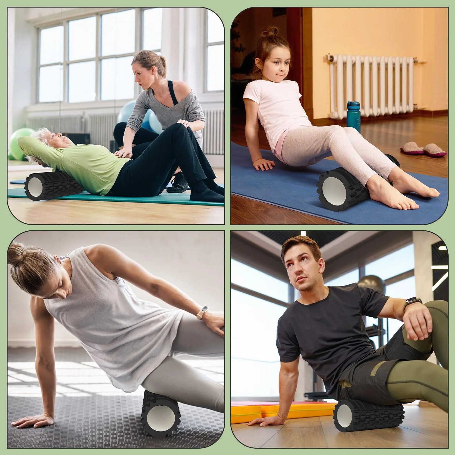 Rolka do Masażu Powięziowego, Rolka Fitness z Strukturą 3D do Masażu Kręgosłupa i Całego Ciała, Rolka z Pianki, 33 x 14 cm, do fitnessu, Jogi, Pilatesu i Innych Rodzajów Treningu, Czarna