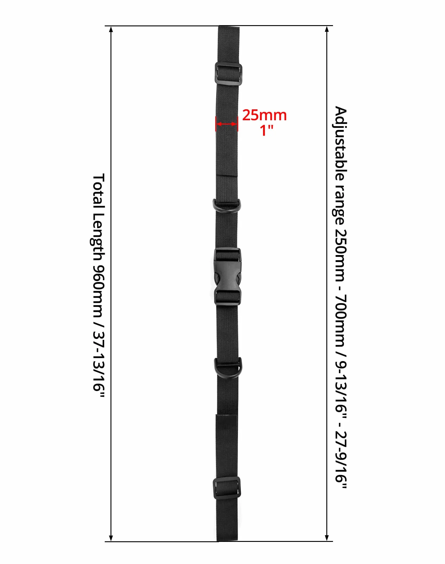 QWORK regulowany pasek na klatkę piersiową do plecaka czarny 25-70 cm