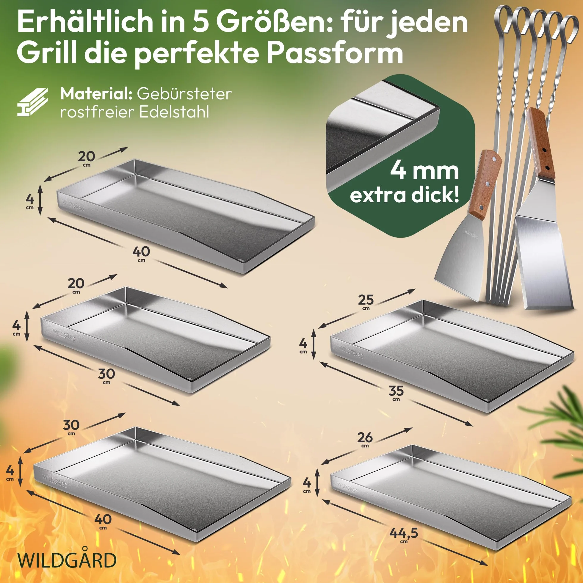Plancha płyta grillowa z grubej i odpornej na rdzę stali nierdzewnej – 35 x 25 cm – płyta grillowa nadaje się do grilla gazowego BBQ i grilla na węgiel drzewny + 2 x szpatułki do grilla i 5