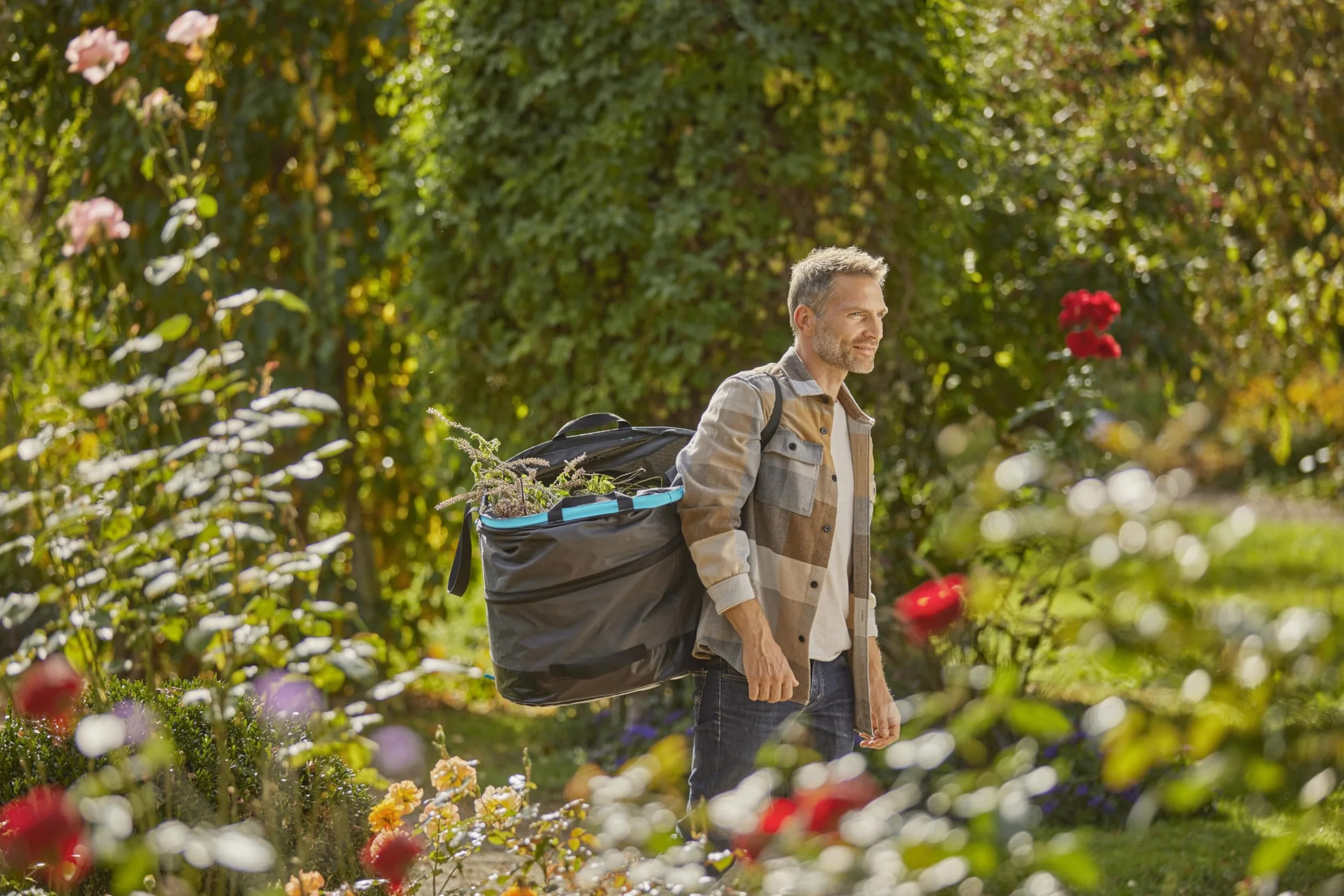 Gardena worek na odpady ogrodowe PopUp rozmiar M: Prostokątny, łatwy w obsłudze, składany worek na odpady do ogrodu, pojemność 130 l, do zbierania odpadów zielonych (11715-20)
