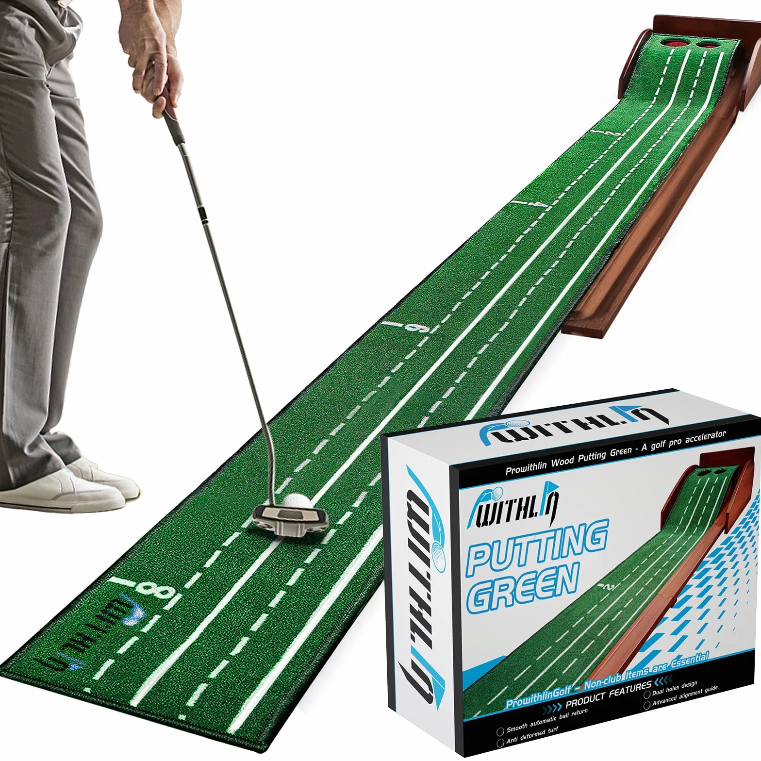 Mata golfowa z piłką zwrotną, pomoc treningowa do mini golfa, akcesoria golfowe
