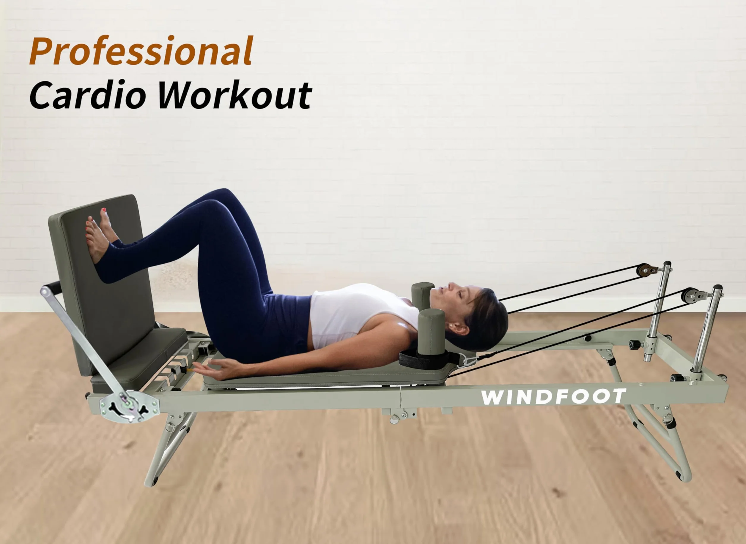 Pilates Reformer Składany z Deską do Skakania, 5 Sznurków, 136 kg