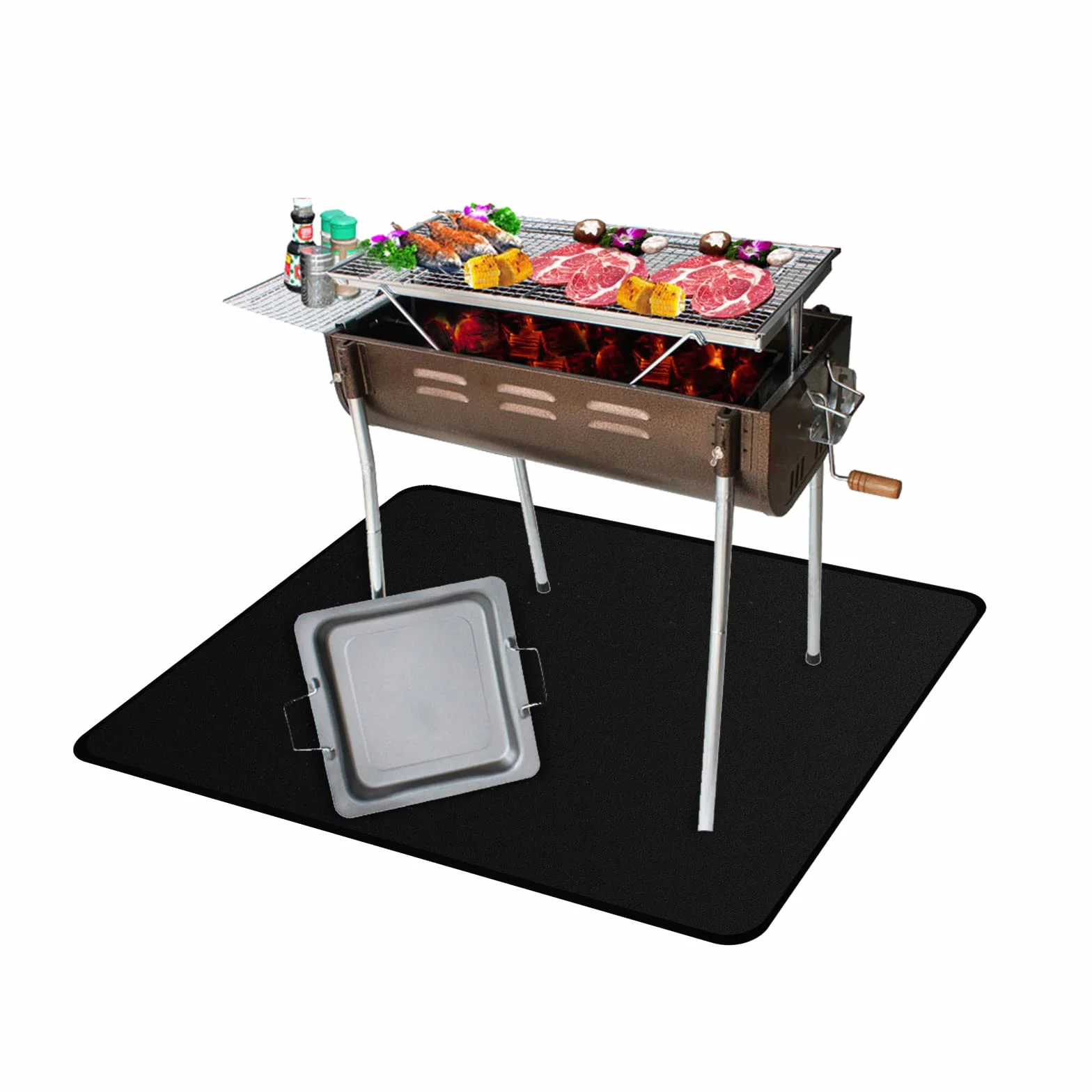 SAVITA Mata Pod Grilla Grill Mata Grill Mat 122x99cm Pod Mata do Grilla Mata do Grilla Grill Ognioodporna Olejoodporna Wodoodporna Mata Zaroodporna do Grilla Outdoor Charcoal Flat Top Palacze