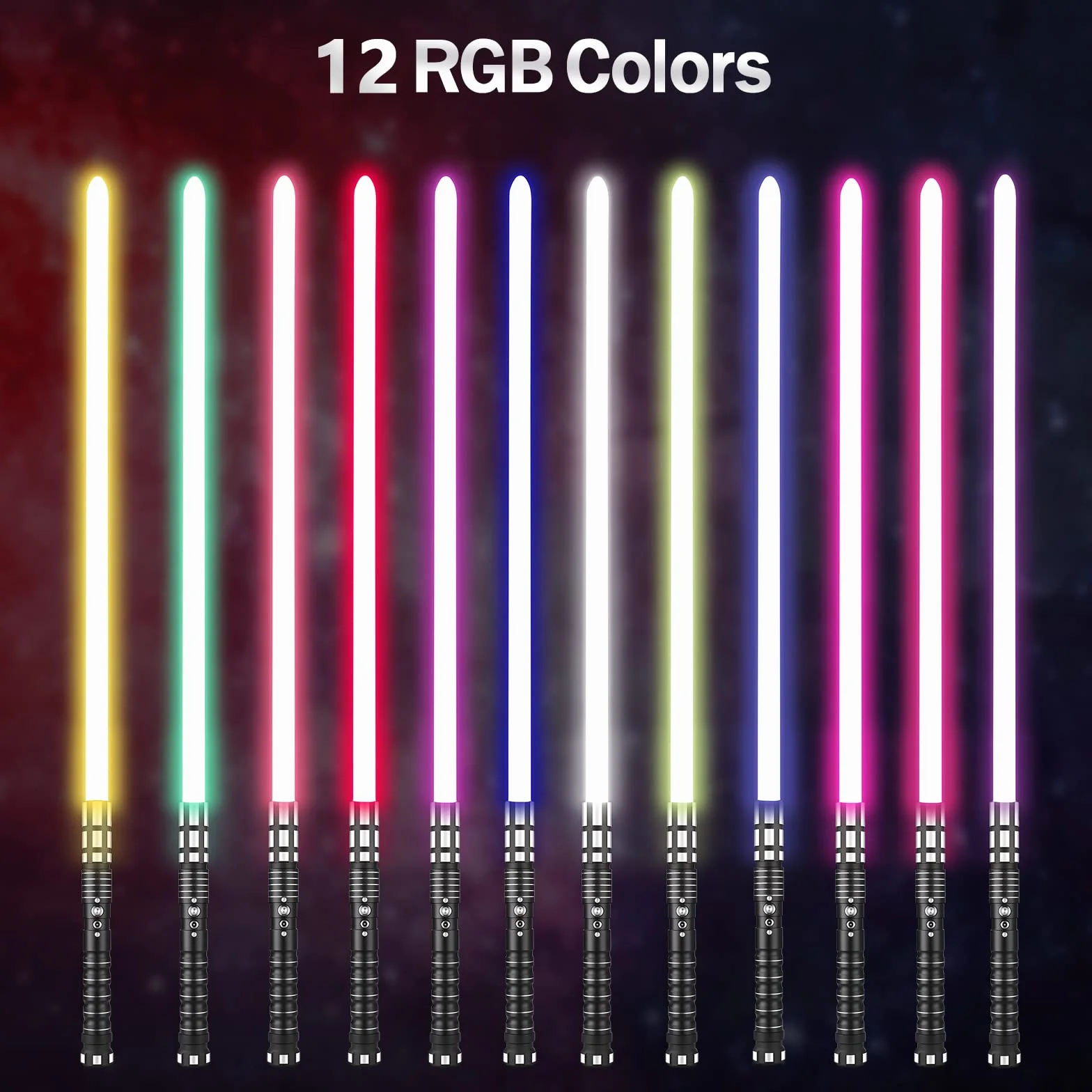 KBASE Force FX Prof. Miecz Świetlny - Metalowa Rękojeść z Czujnikiem Ruchu, 12 RGB + 5 Dźwięków | Premium dla Kolekcjonerów, Cosplay, Prezent Chłopięcy(H)