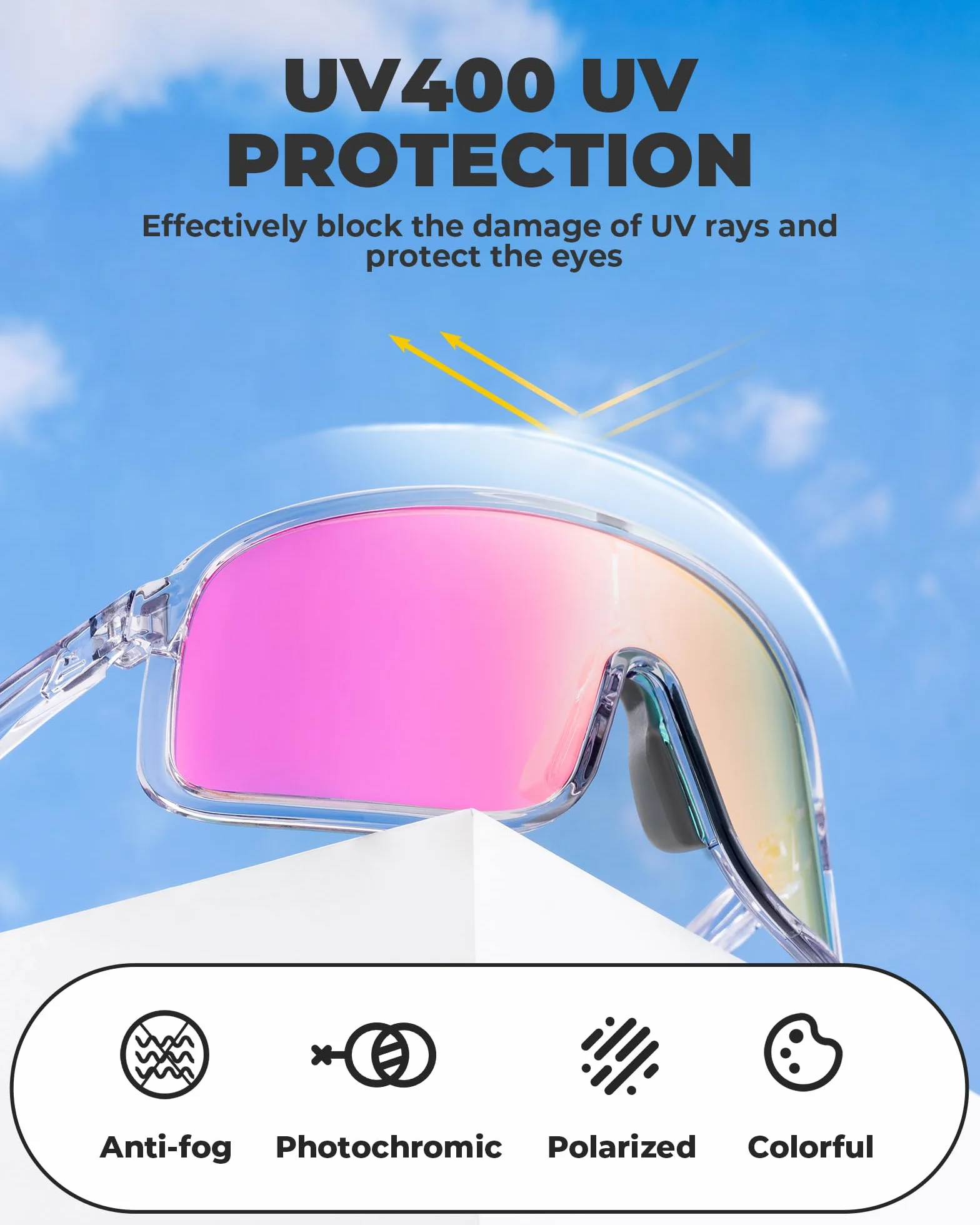 ROCKBROS Okulary rowerowe Fotochromatyczne okulary rowerowe Okulary rowerowe Outdoor Road Bike Sportowe okulary przeciwsłoneczne dla mężczyzn i kobiet