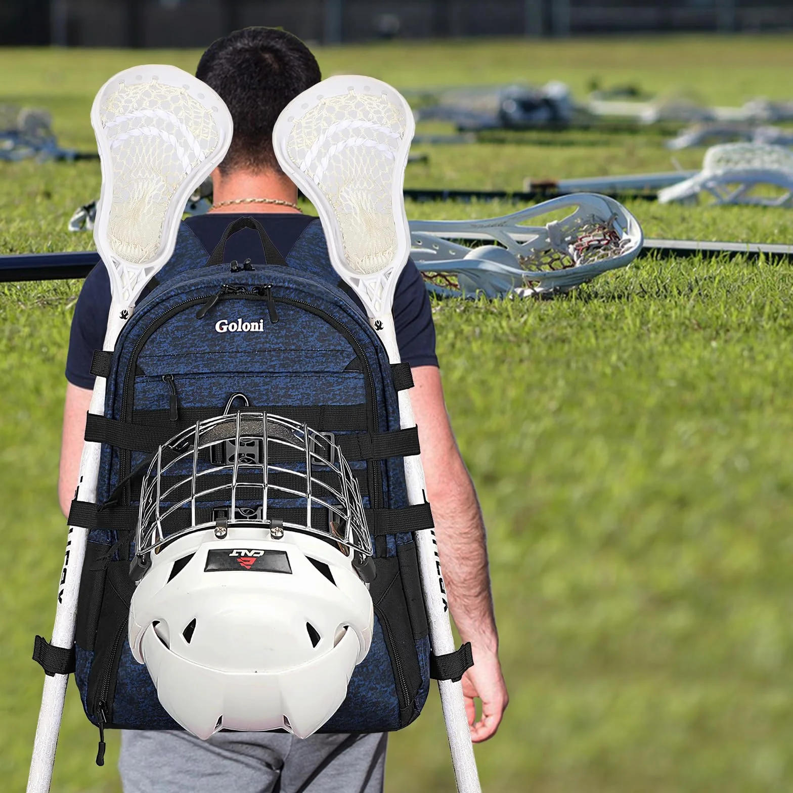Goloni Lacrosse plecak na sprzęt z uchwytem na dwa patyczki i przegródką na knagi torba do hokeja na trawie