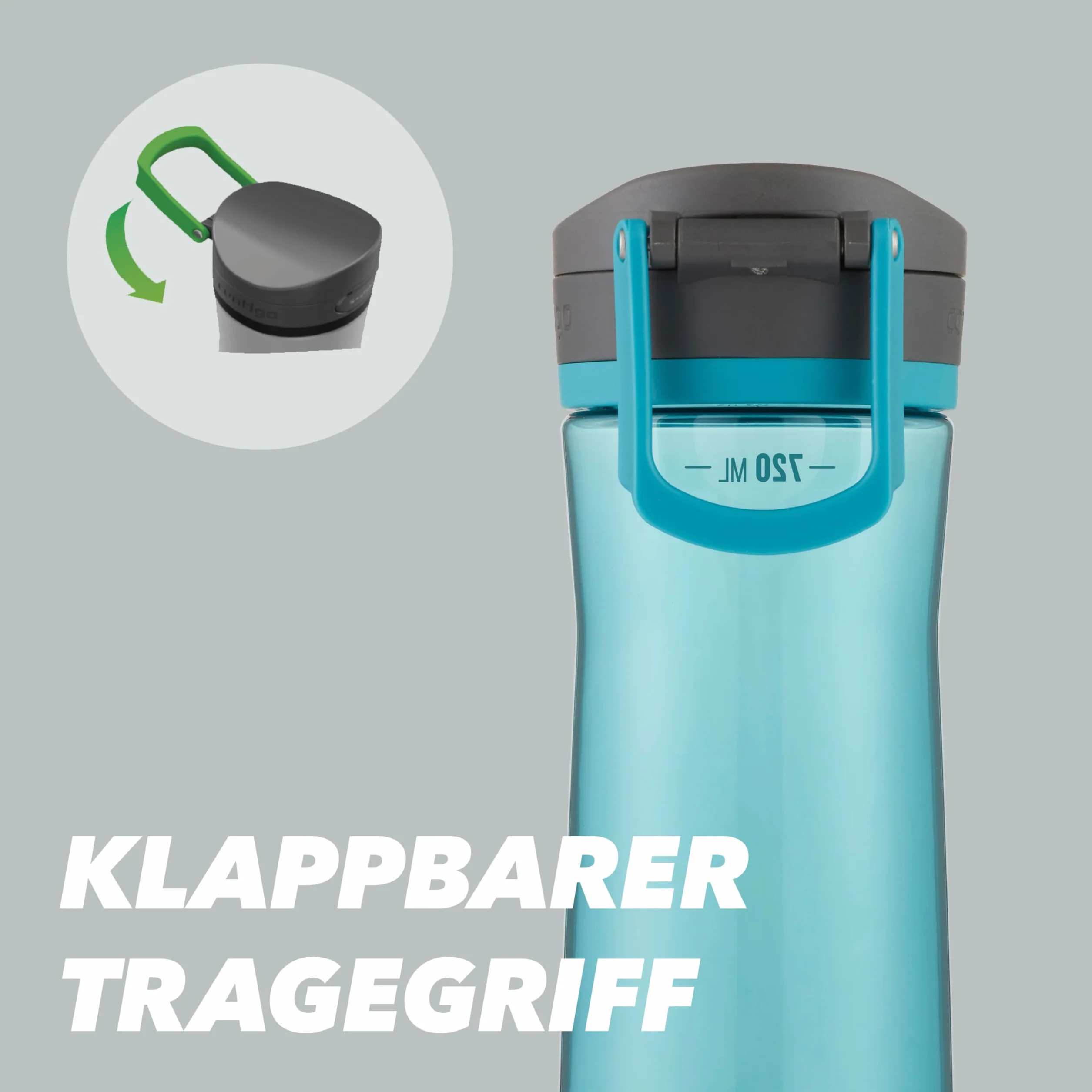 Contigo Jackson Butelka na napoje, duża butelka bez BPA, w 100% szczelna, nadaje się do mycia w zmywarce, do uprawiania sportu, roweru, joggingu, wędrówek, pracy, szkoły, 720 ml