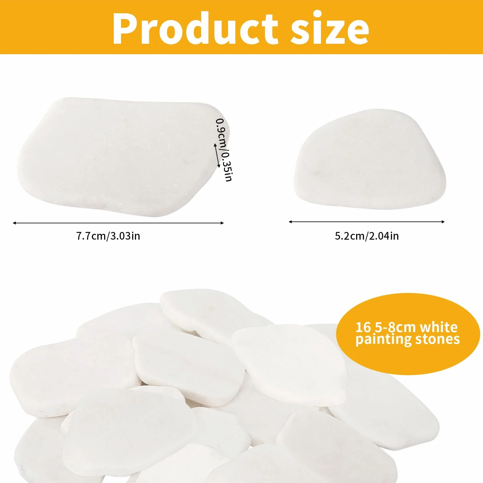 NEUSID 16 sztuk płaskich kamieni do malowania, 5-8 cm, białe, duże, kamienie ozdobne, gładkie, żwir, plaża, żwir, kamień naturalny, DIY, do akwarium do kolorowego malowania, dekoracji