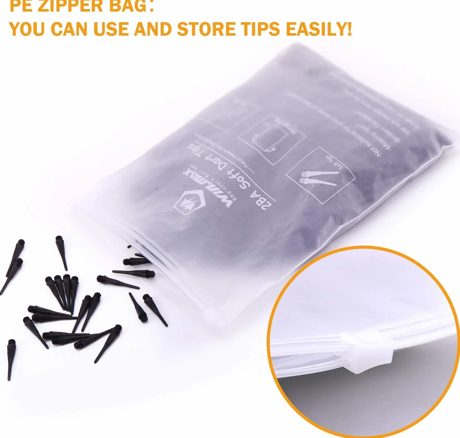 WIN.MAX 1000 końcówek, plastikowa końcówka do rzutek, plastikowe końcówki do rzutek elektronicznych, miękka końcówka do rzutek, gwint 2BA, prezent: torba flanelowa i narzędzie