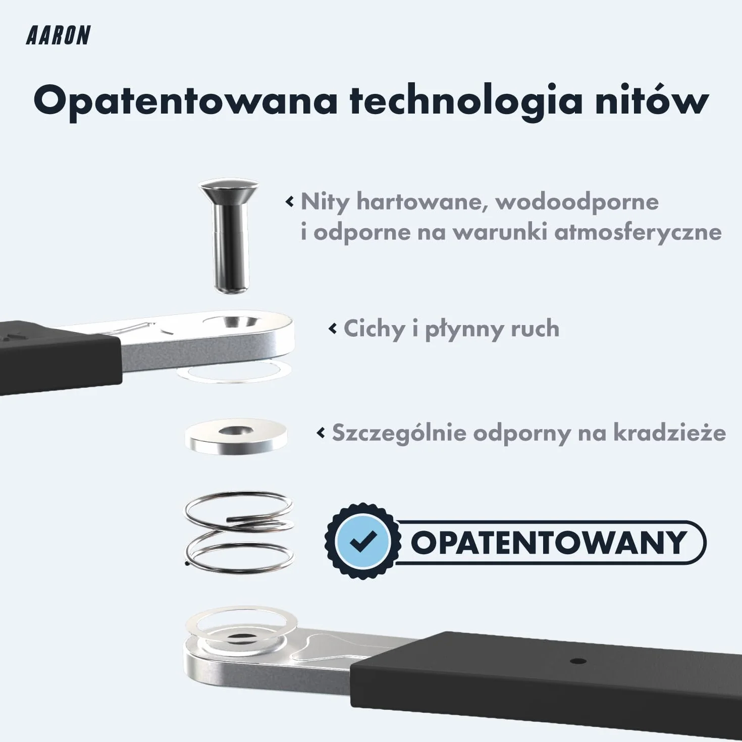 AARON Zapięcie rowerowe składane poziom 14 opatentowany zamek bezpieczny z kluczem do rowerów elektrycznych