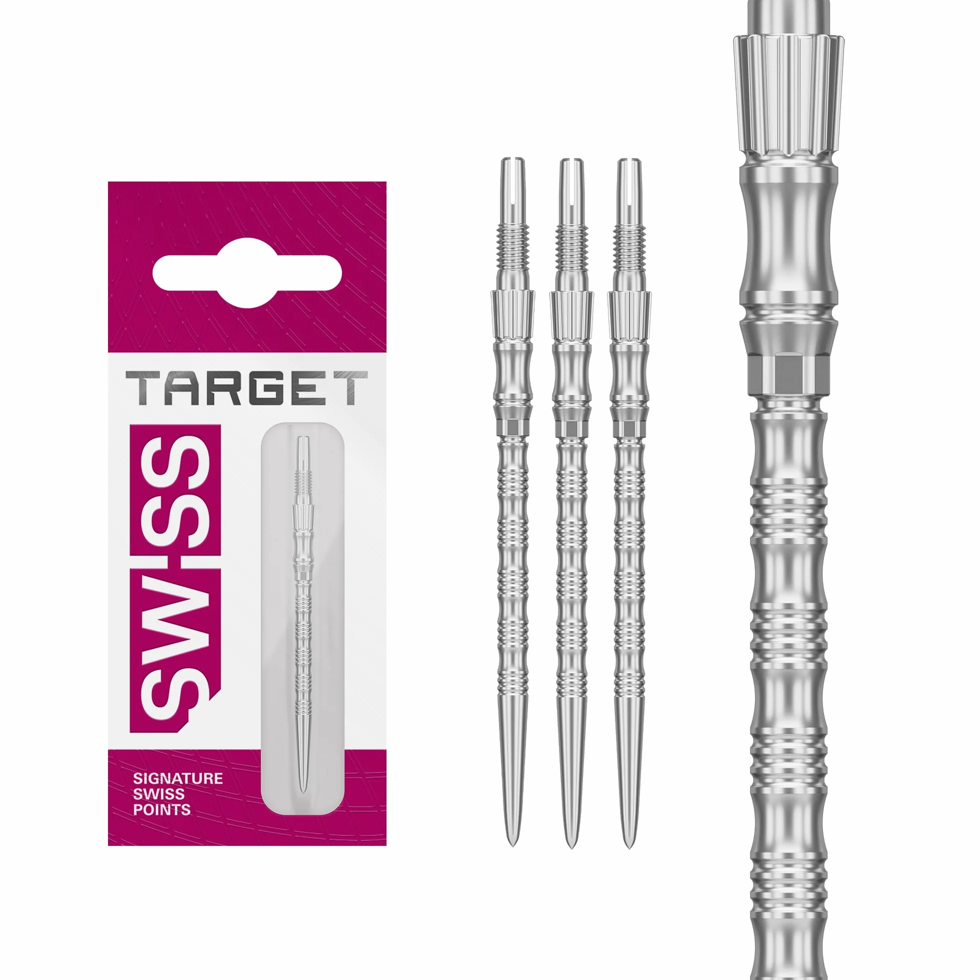 Target Darts Signature Swiss Point TRB Tips 3 Pack 30mm 35mm 42mm Złoto Srebro Czarny