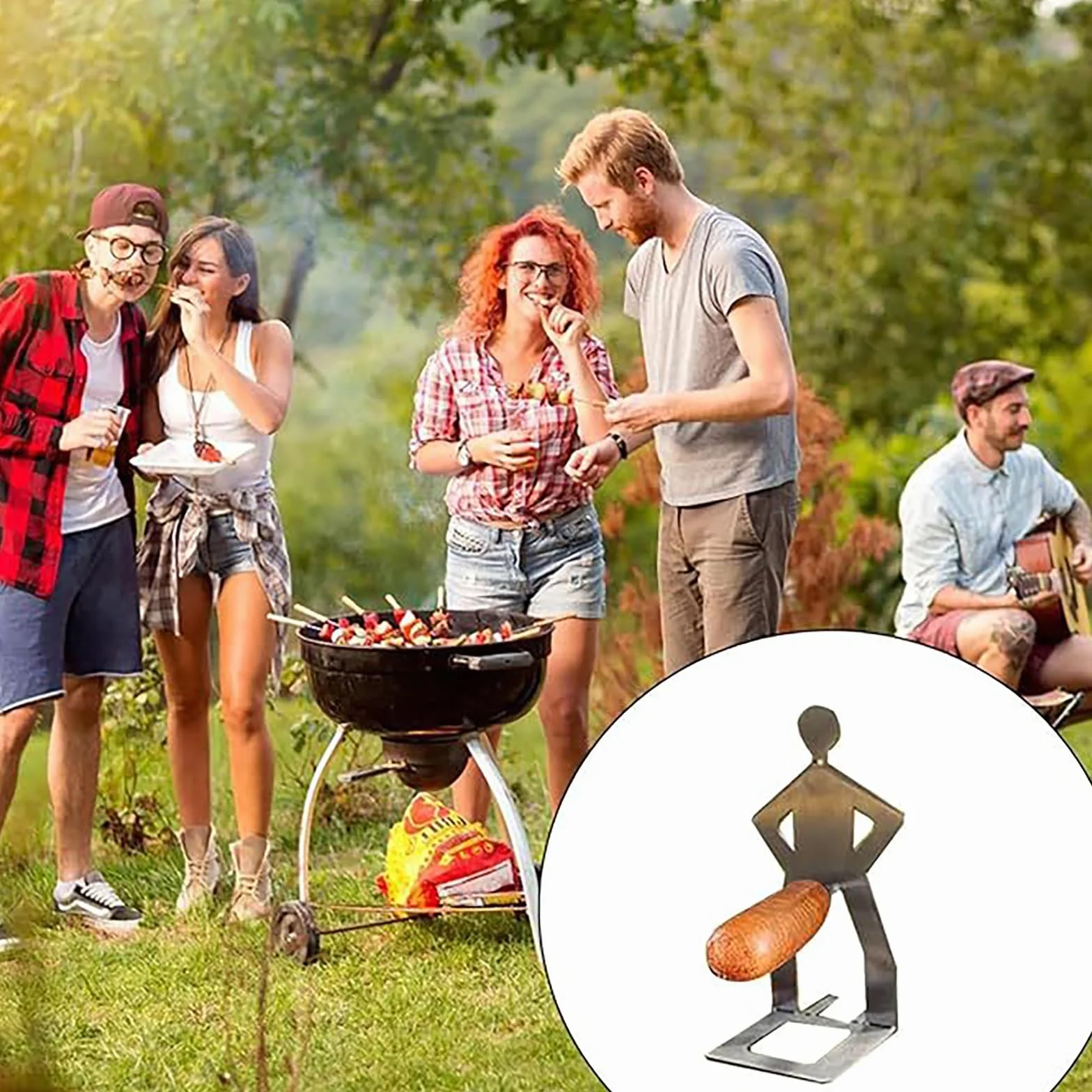 Zabawne hot dogi stojak, 3 szt. uchwyt na kiełbasę ze stali nierdzewnej do grillowania, akcesoria do grilla na świeżym powietrzu, widelec do grilla