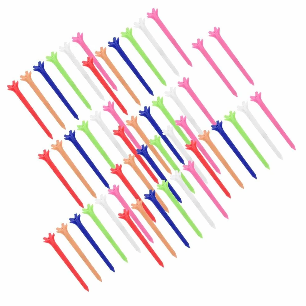 Keenso Kolory koszulki golfowe, 50 szt. 70 mm plastikowe koszulki golfowe trwałe koszulki golfowe z pięcioma pazurami Prong do treningu sportowego