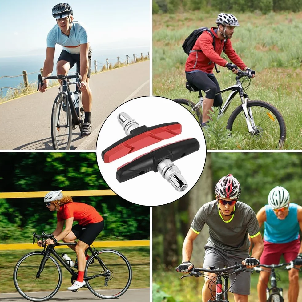 Klocki hamulcowe do hamulców typu V-Brake, 4 sztuki, uniwersalne klocki hamulcowe, zestaw szczęk hamulcowych, szczęk hamulcowych do roweru, klocki hamulcowe ze śrubami z kluczem płaskim