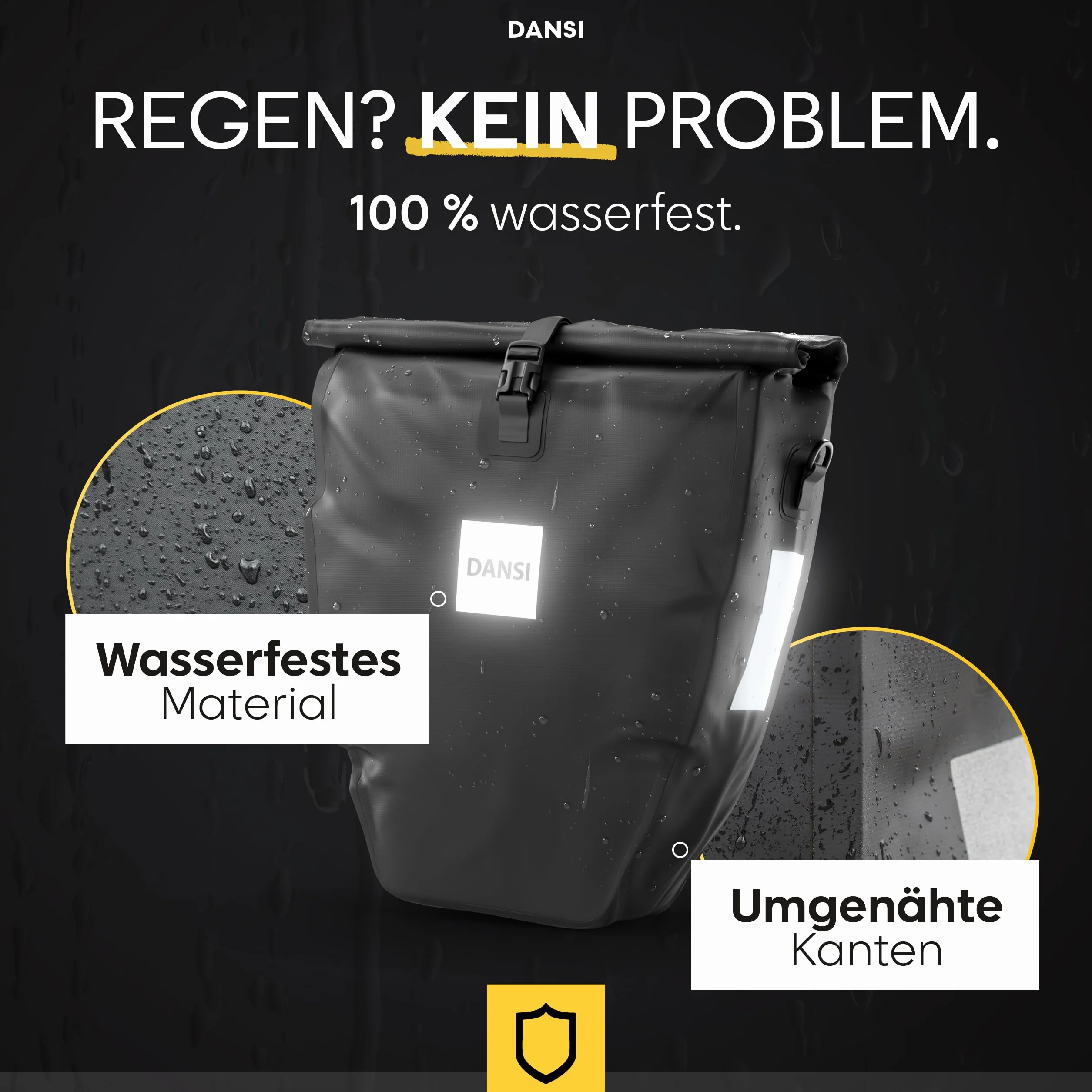 DANSI 20 l sakwy rowerowe wodoodporne z odblaskami system zatrzaskowy