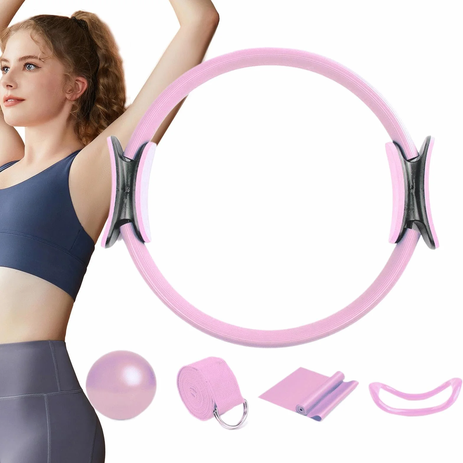 Pilates Kit Pierścień i Zestaw Piłek 5w1 Akcesoria Gimnastyczne do Rozciągania