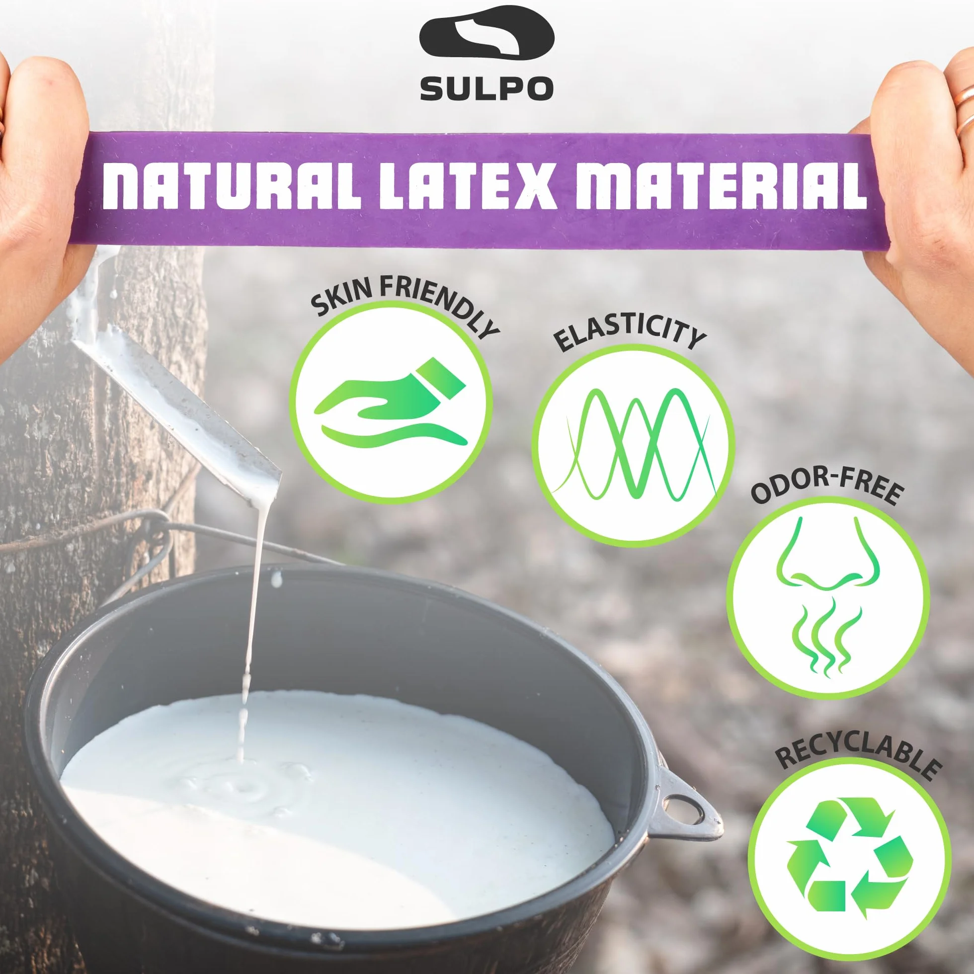 SULPO Zestaw taśm oporowych – 4 gumy z naturalnego lateksu do treningu, rehabilitacji i podciągania