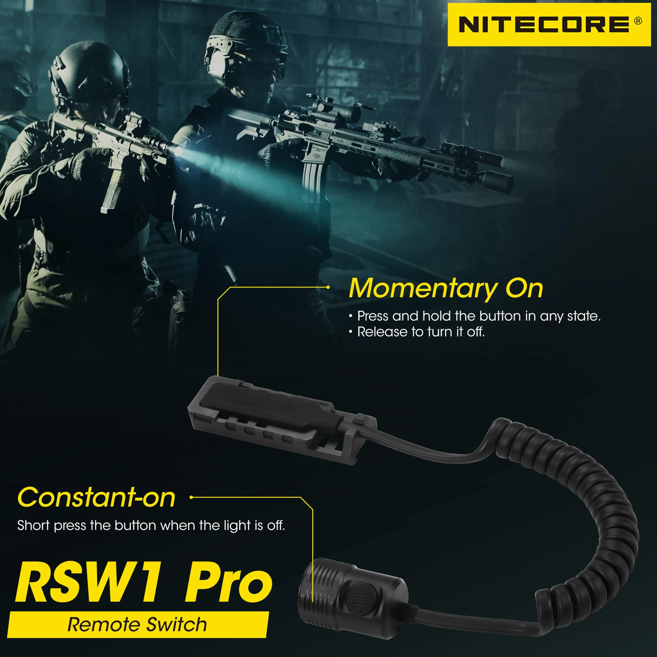 Nitecore RSW1 Pro Przełącznik ciśnieniowy do latarek taktycznych MH12 Pro MH25 Pro