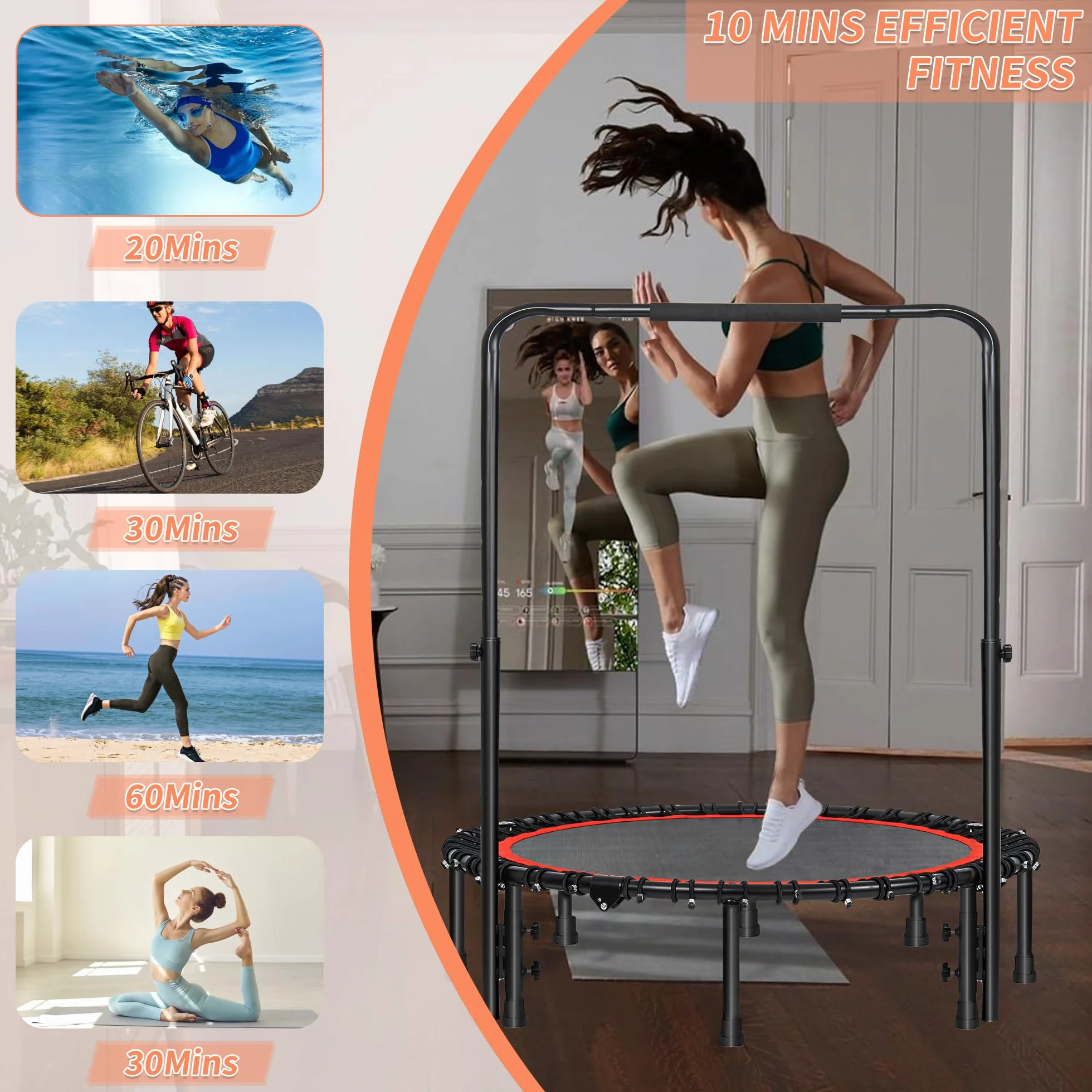 Trampolina fitness 48 cali dla dorosłych czerwona