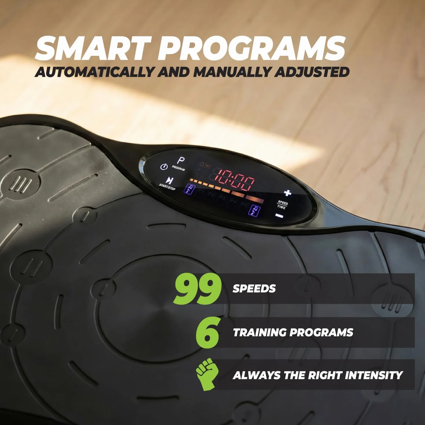 VirtuFit Płyta wibracyjna fitness – Fitness Powerplate – 10 programów treningowych – 99 stopni prędkości – urządzenie do treningu wytrzymałościowego