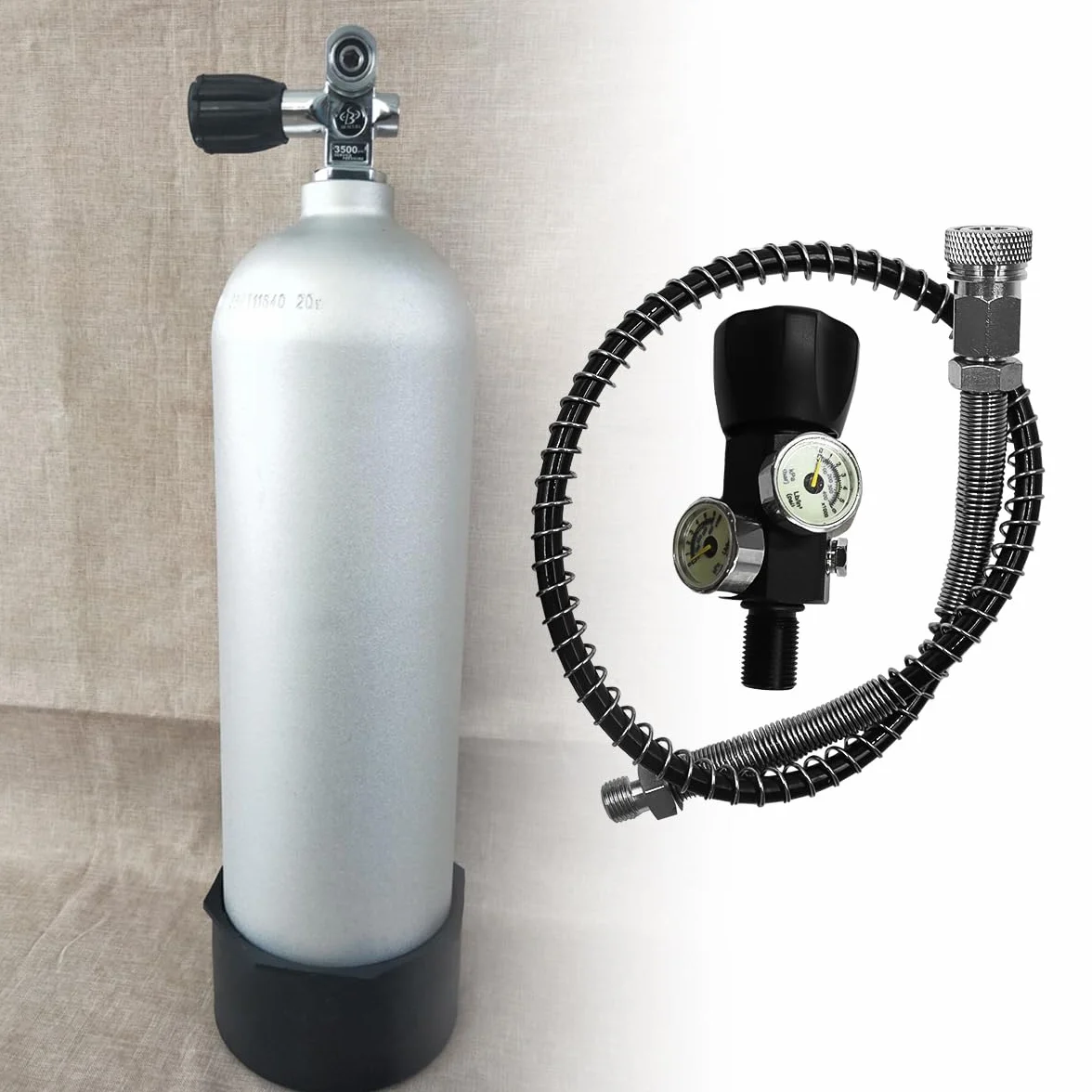 Adapter do stacji napełniania zaworem 6000 psi/400 bar z wężem 50 cm Dual Manometr G5/8-18UNF HPA wysokociśnieniowe powietrze nurkowanie DIN adapter do stacji benzynowej zawór ładowania do PCP