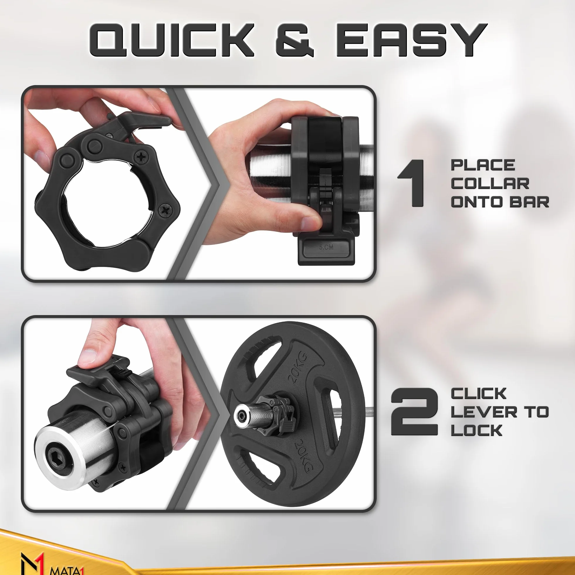 Olympic Barbell Clamps 2" Locking Weight Clips for Weightlifting