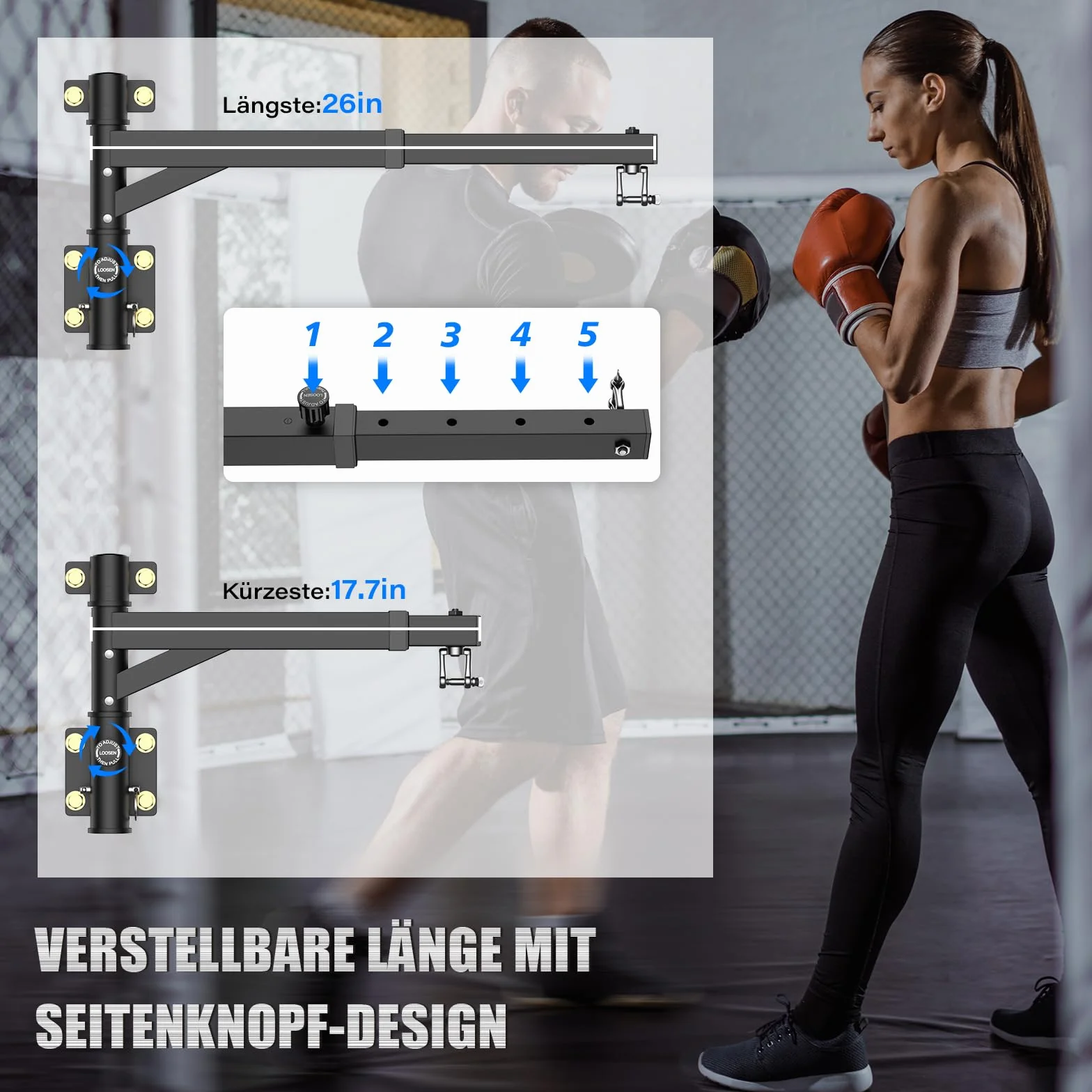 IMAYCC Uchwyt ścienny do worka bokserskiego, dwukierunkowy, regulowany stojak do worka bokserskiego, stojak do domu lub na siłownię, do worka bokserskiego, Muay Thai Bag, itp.