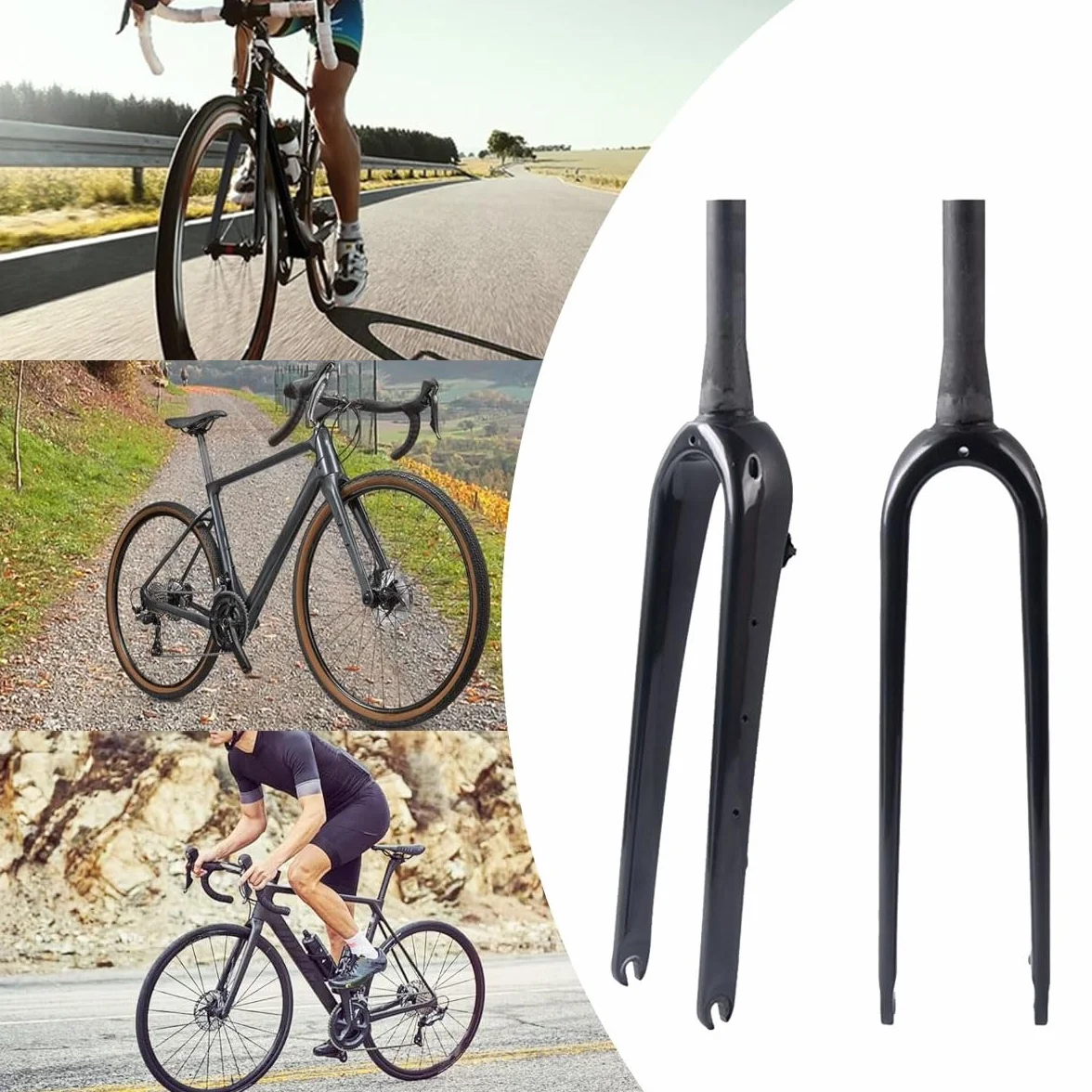 Szosowy rower gravel z włókna węglowego 700C, QR 9x100 mm, rura 1-1/8", 28,6 mm, przedni sztywny do opon 55C