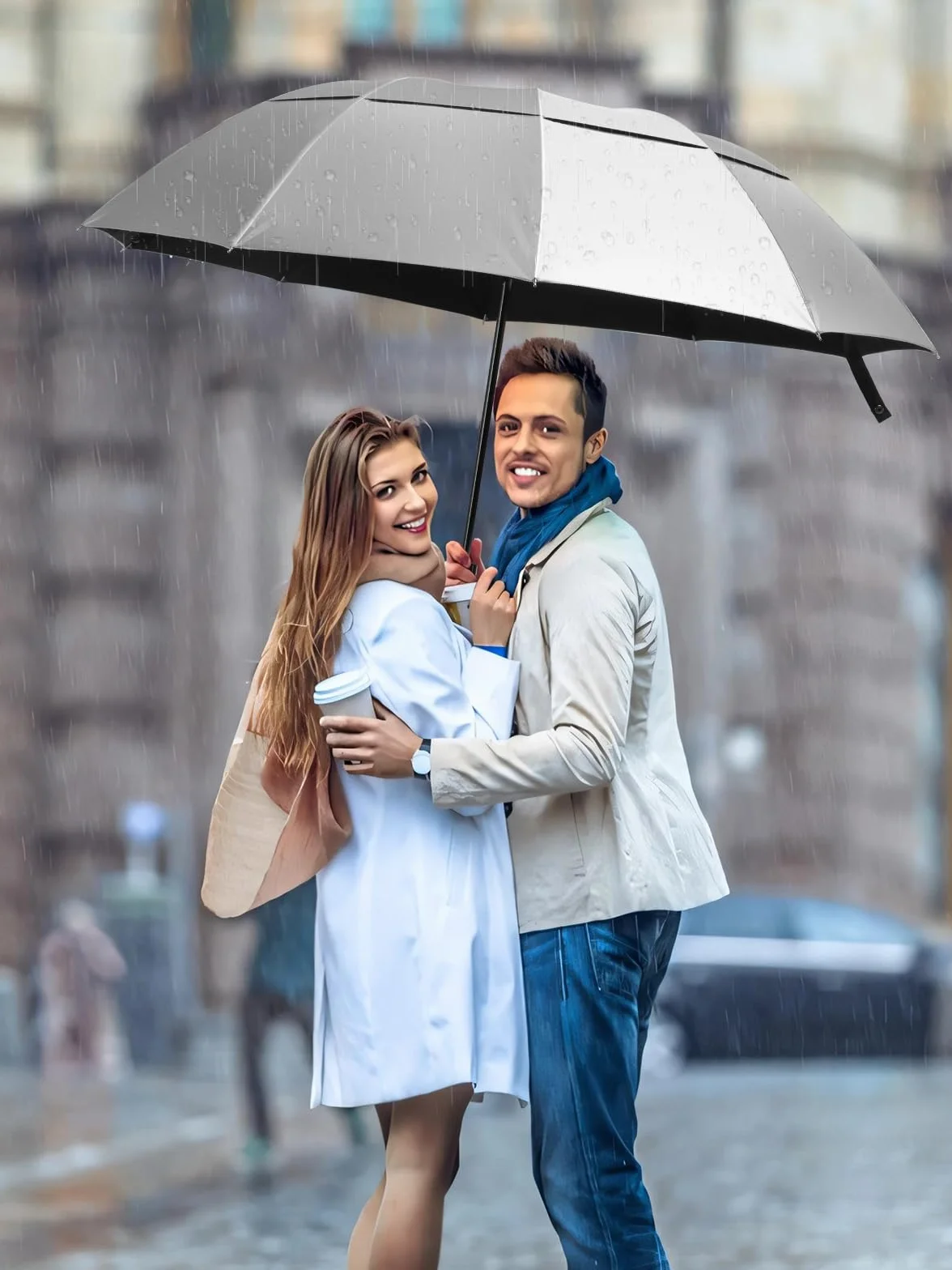 Kalolary Bardzo duży kompaktowy parasol golfowy, podwójny, wentylowany, wiatroszczelny, wodoodporny, dla kobiet i mężczyzn 117/54/157.5 cm