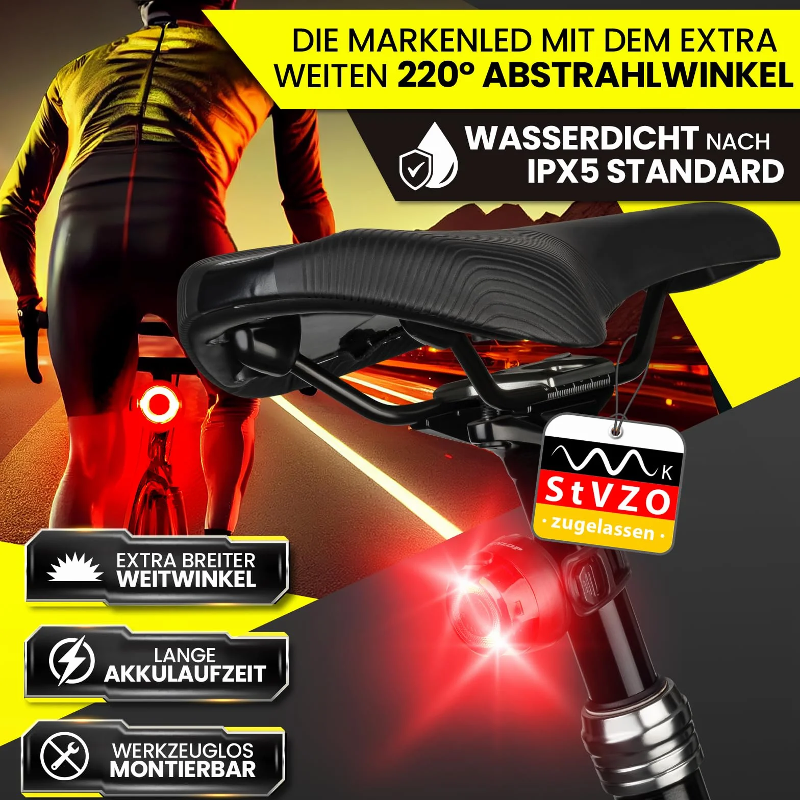 DUNLOP OSRAM zestaw świateł rowerowych LED przednia i tylna, czarny