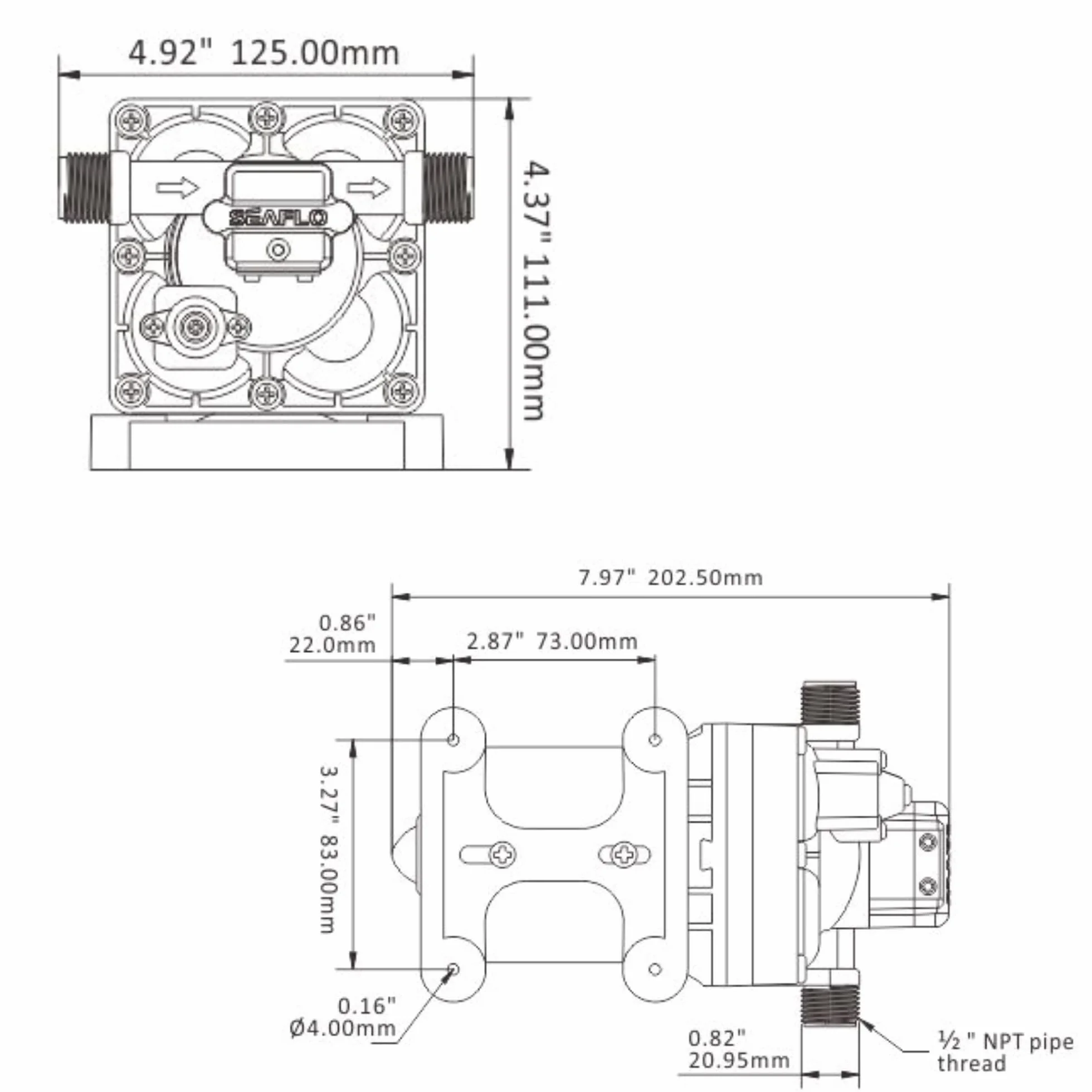 Seaflo Pompa membranowa serii 42 12 V/24 V 3,0 GPM 55PSI