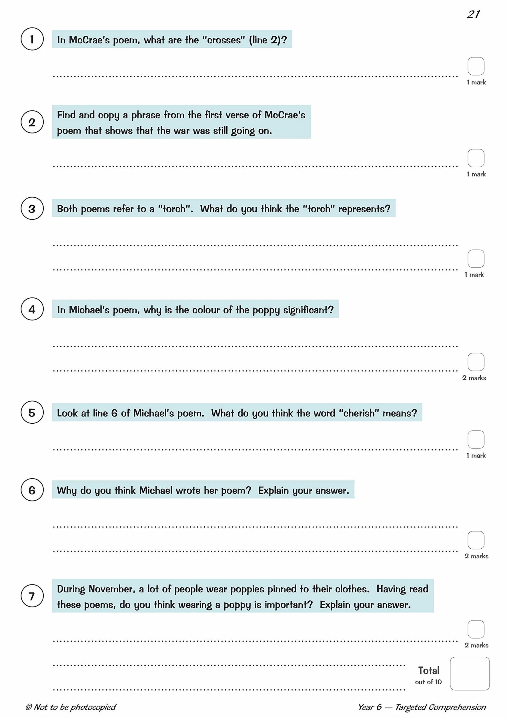 KS2 English Year 6 Reading Comprehension Targeted Question Book - Book 2 (with Answers)