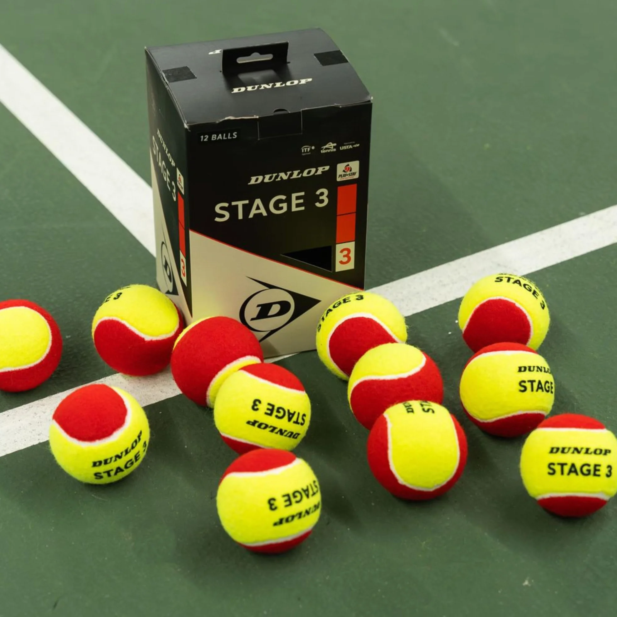 DUNLOP Piłka tenisowa Stage 3 czerwona 12 sztuk