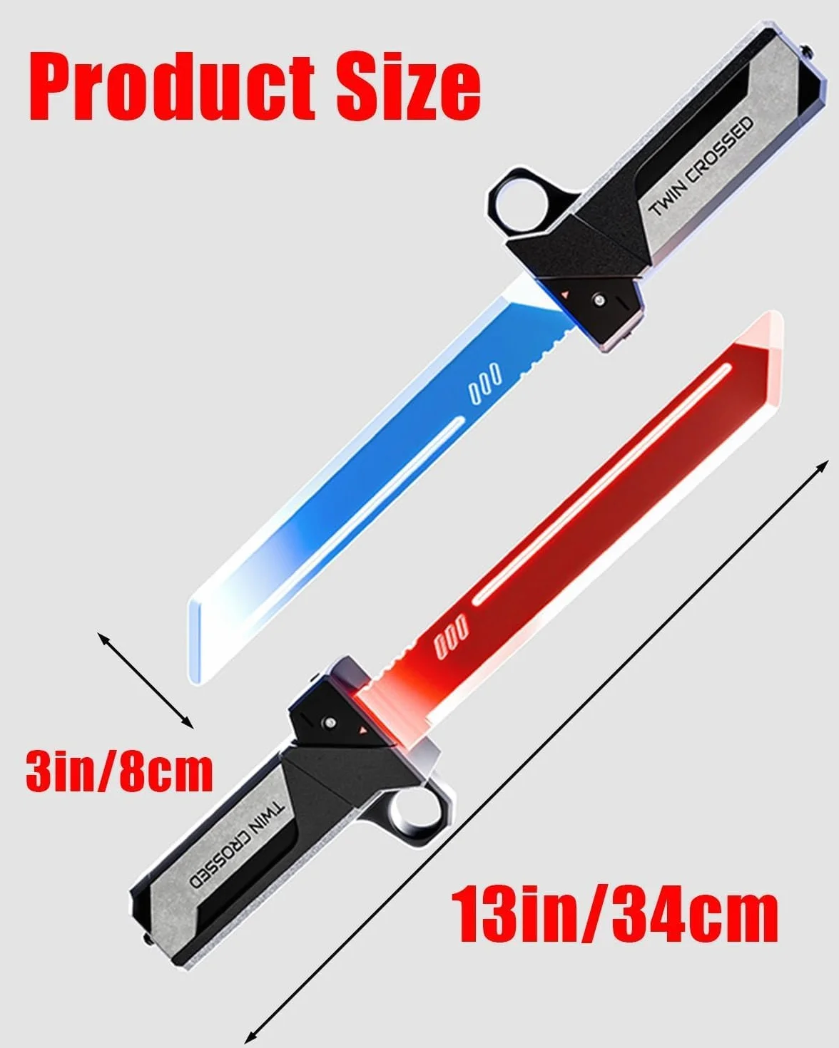 Dwukolorowy miecz świetlny LED 2 w 1, odwracalny, metaliczny rekwizyt do cosplay, oświetlenie imprezowe (1 zestaw)