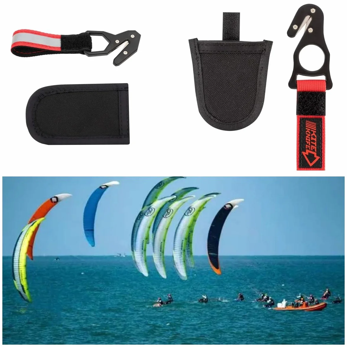 Haihong Kitesurfing Harness Hook Safety Knife with Pocket SK14 Black/Red