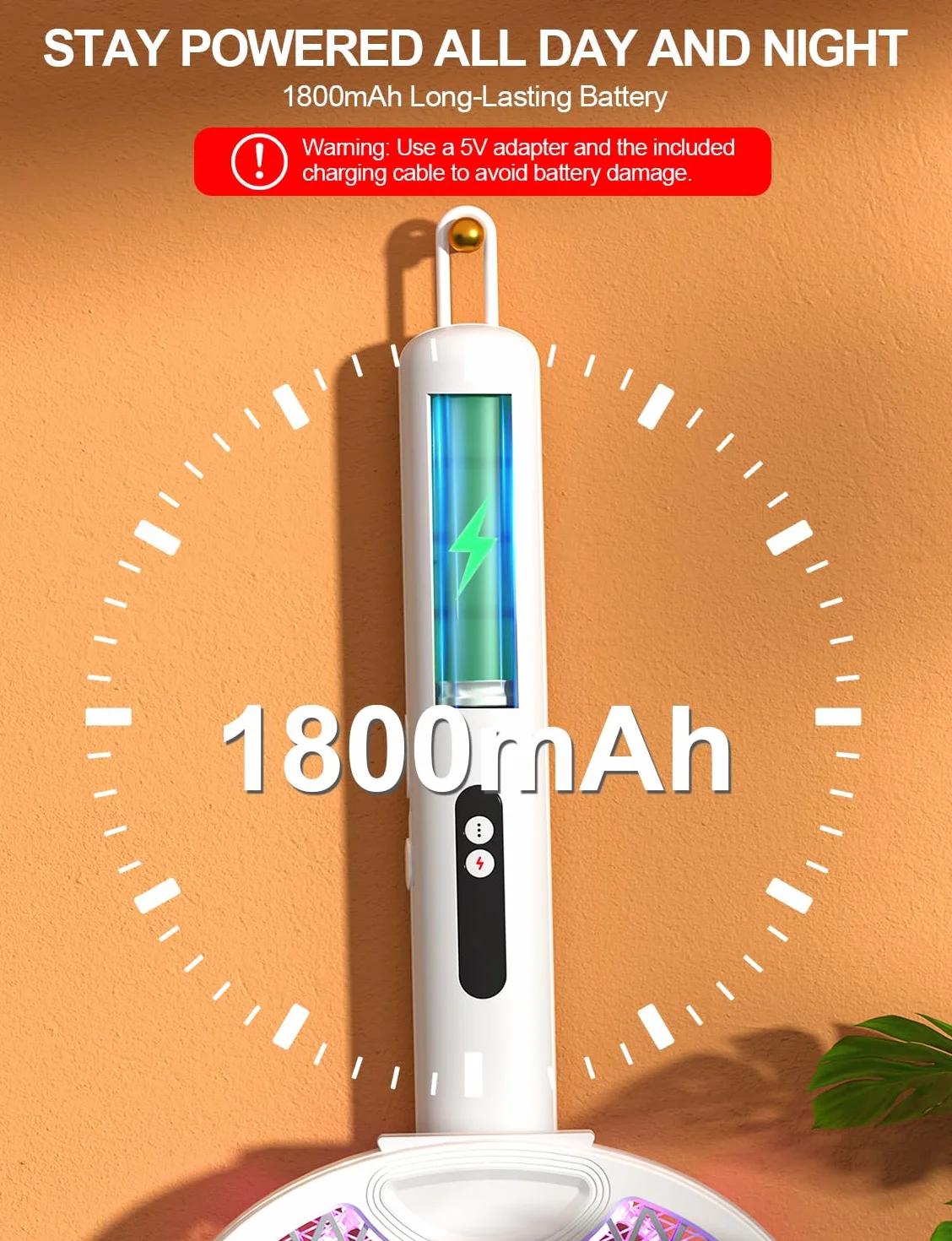 WOCVRYY Elektryczna packa na muchy Extra Strong 4000V 1800mAh 3 w 1 Akumulator Elektryczna packa na komary z ładowarką USB Type-C Składana lampka LED na komary, muchy, osy, ćmy
