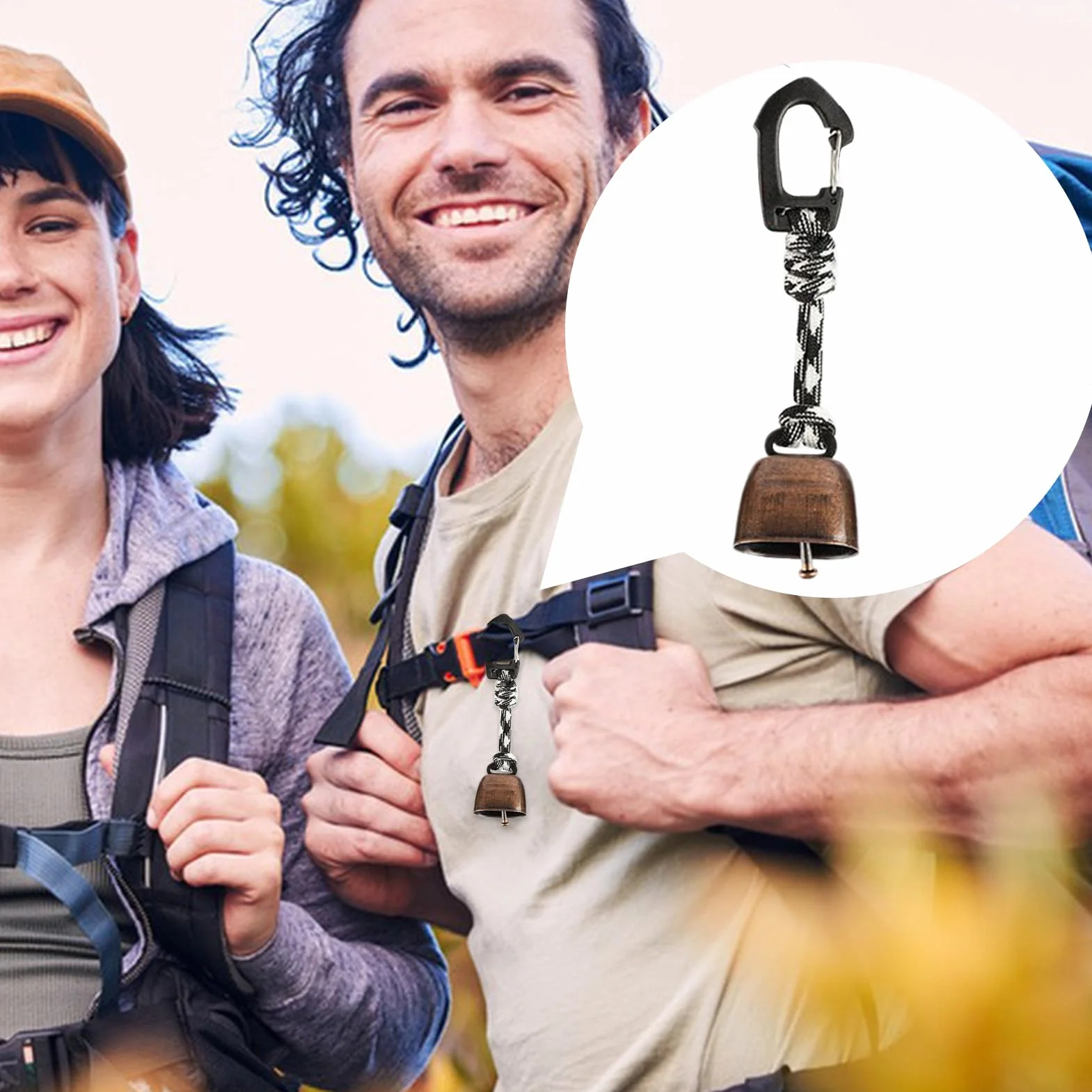 Metalowy dzwonek kempingowy z wyraźnym głośnym tonem, brelok ostrzegawczy do trekkingu