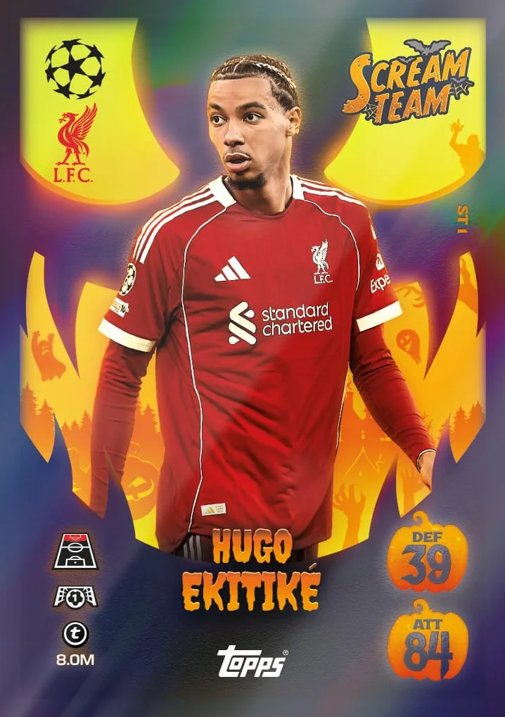 Topps UCC Match Attax 2025/26 - Update Eco Pack #1 - Scream Team - zawiera 41 kart, w tym 16 ekskluzywnych kart Scream Team i jedną kolekcjonerską kartę Starboy LE.