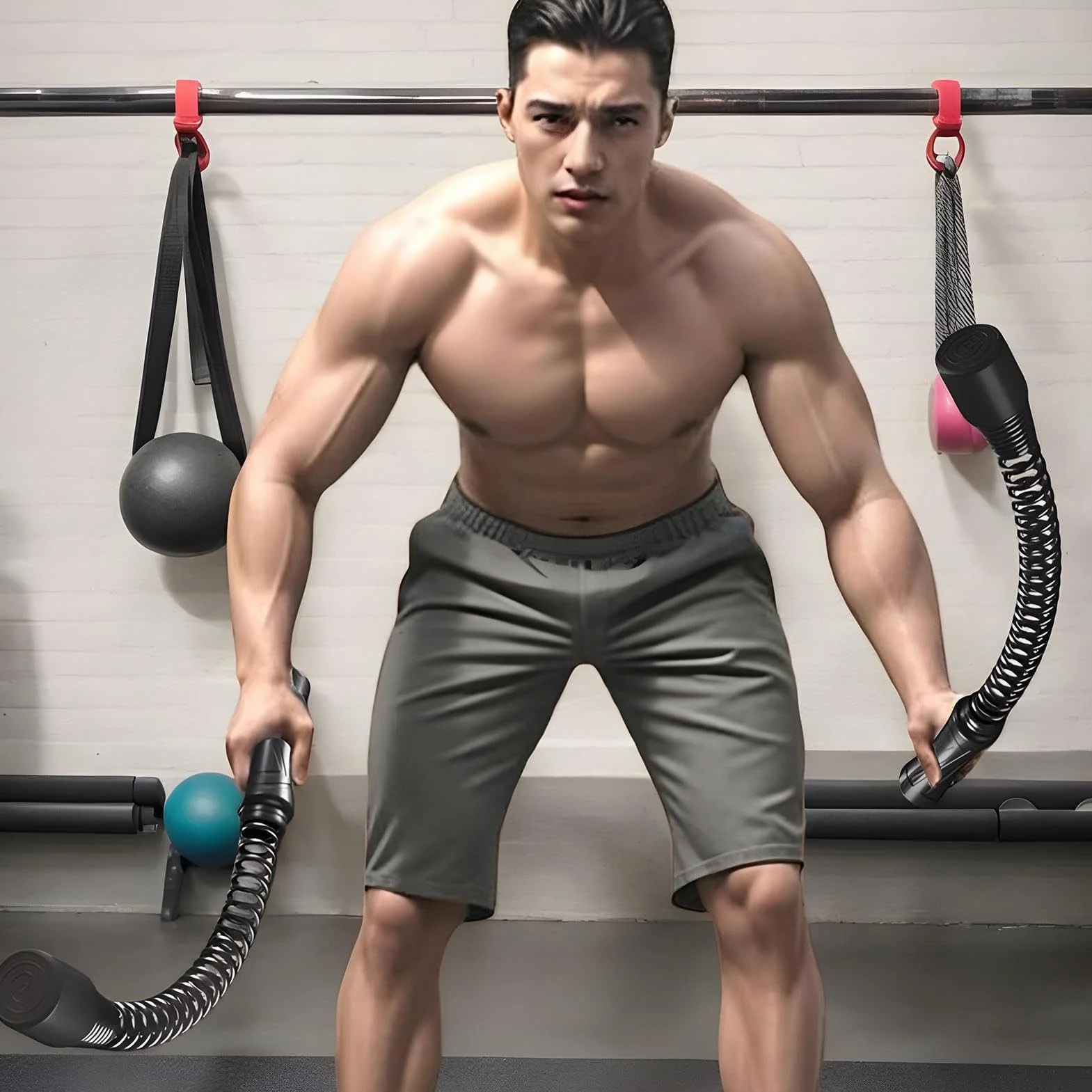 Battle Rope 2 sztuki linki fitness antypoślizgowy uchwyt akcesoria treningowe do treningu siłowego